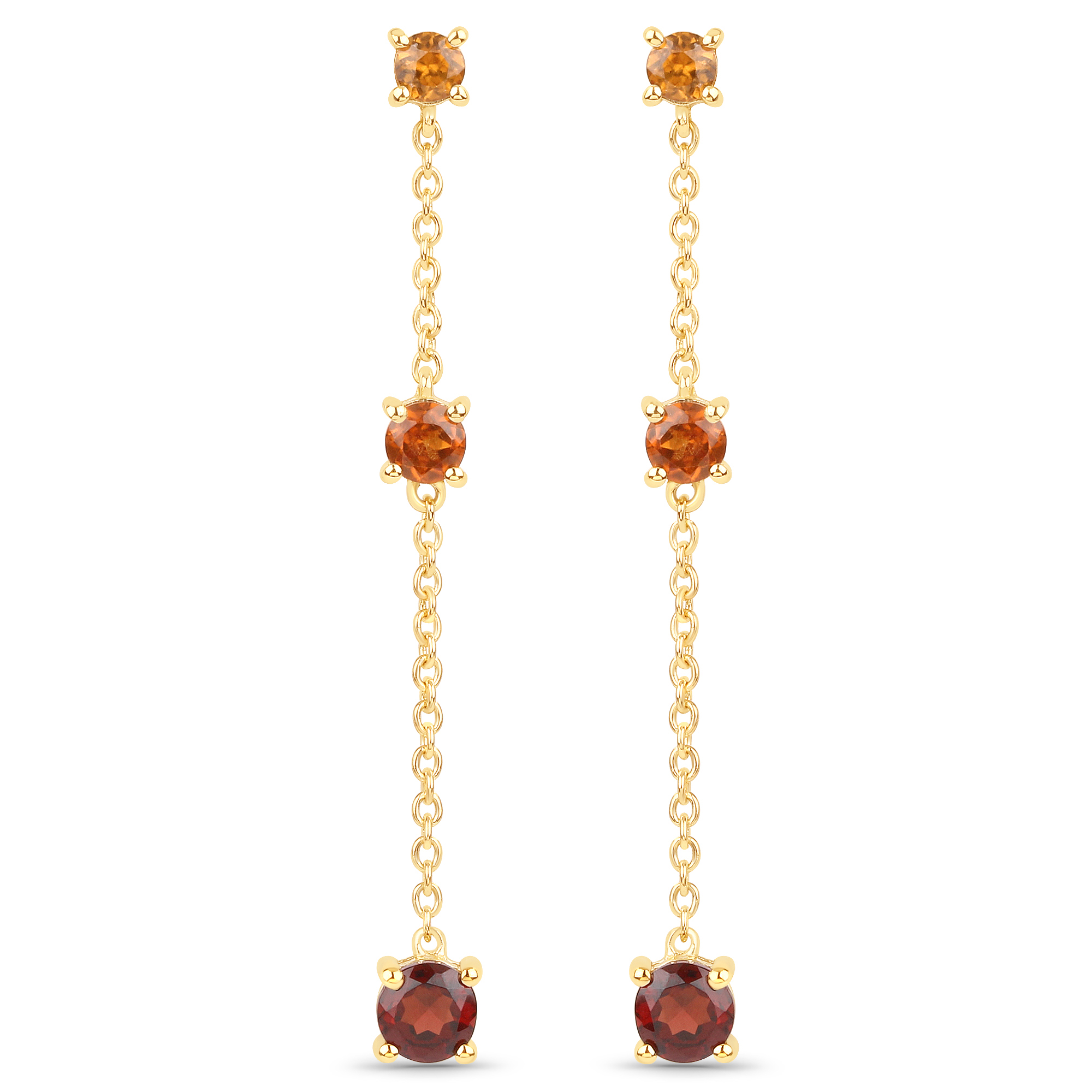 2.16 Carat Genuine Hessonite and Garnet .925 Sterling Silver Earrings