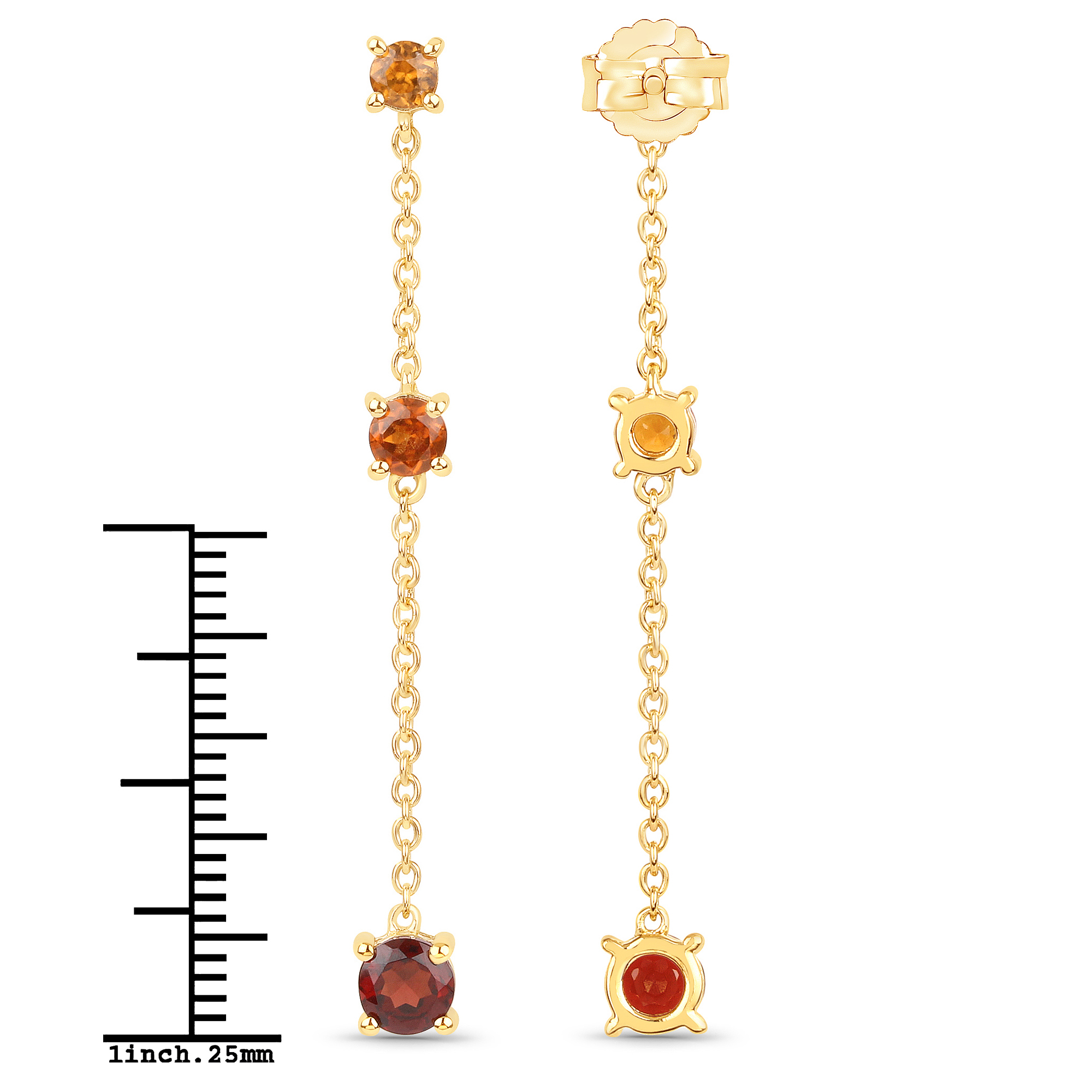 2.16 Carat Genuine Hessonite and Garnet .925 Sterling Silver Earrings