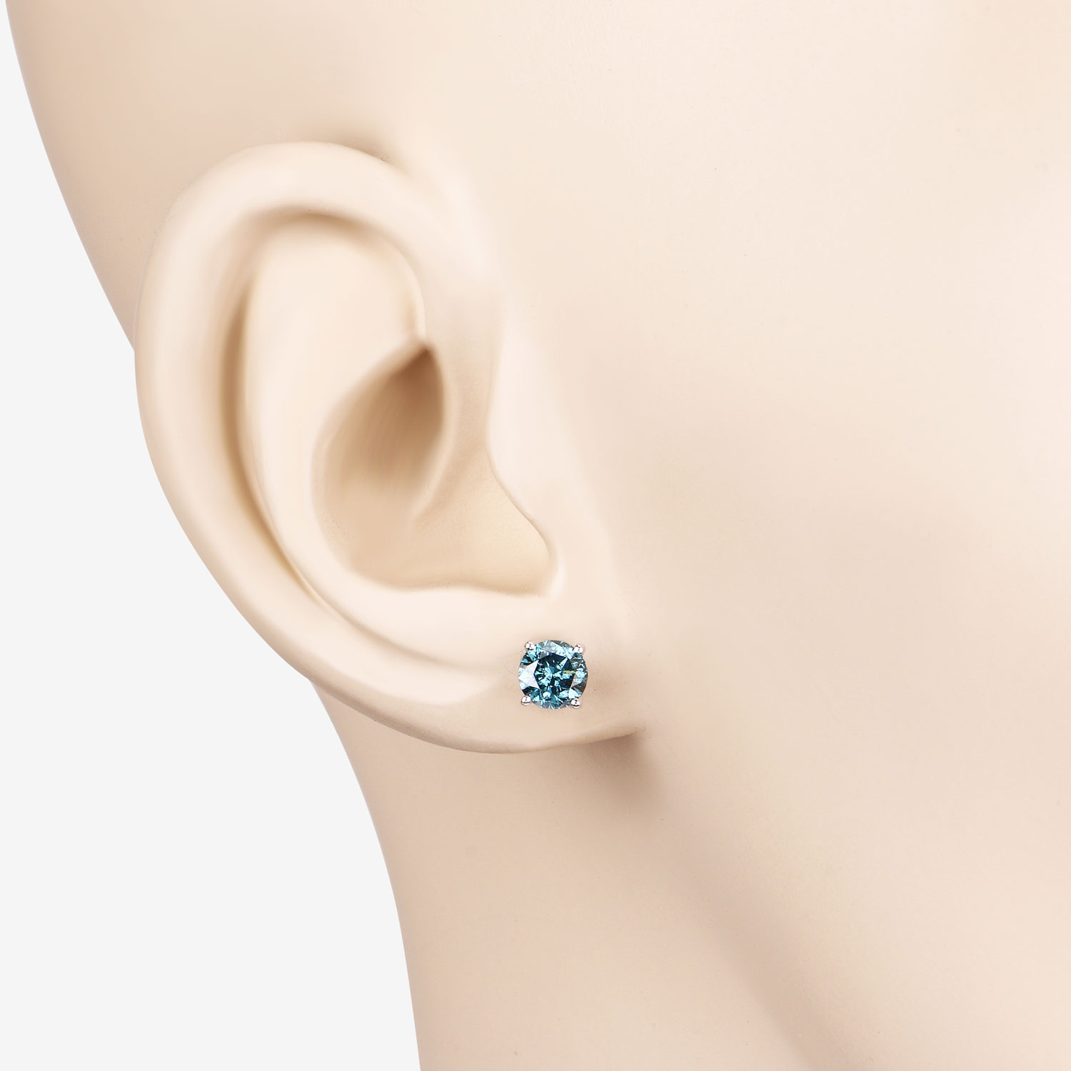 0.90 Carat Genuine Blue Diamond 14K White Gold Earrings