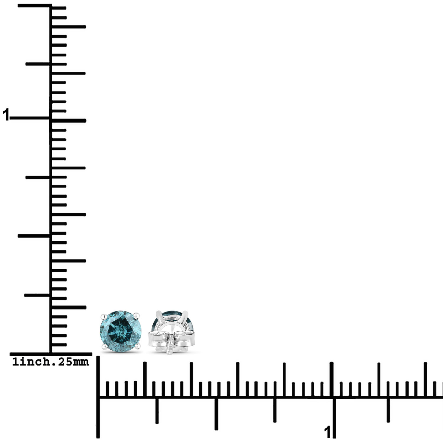 0.90 Carat Genuine Blue Diamond 14K White Gold Earrings