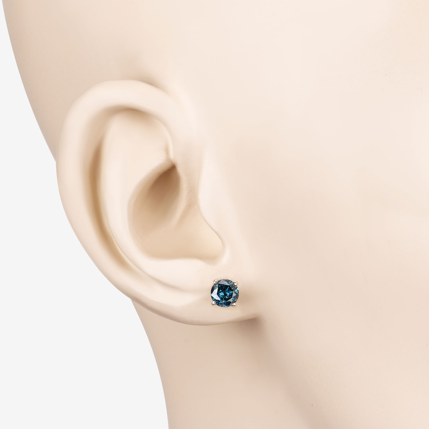 0.90 Carat Genuine Blue Diamond 14K Yellow Gold Earrings