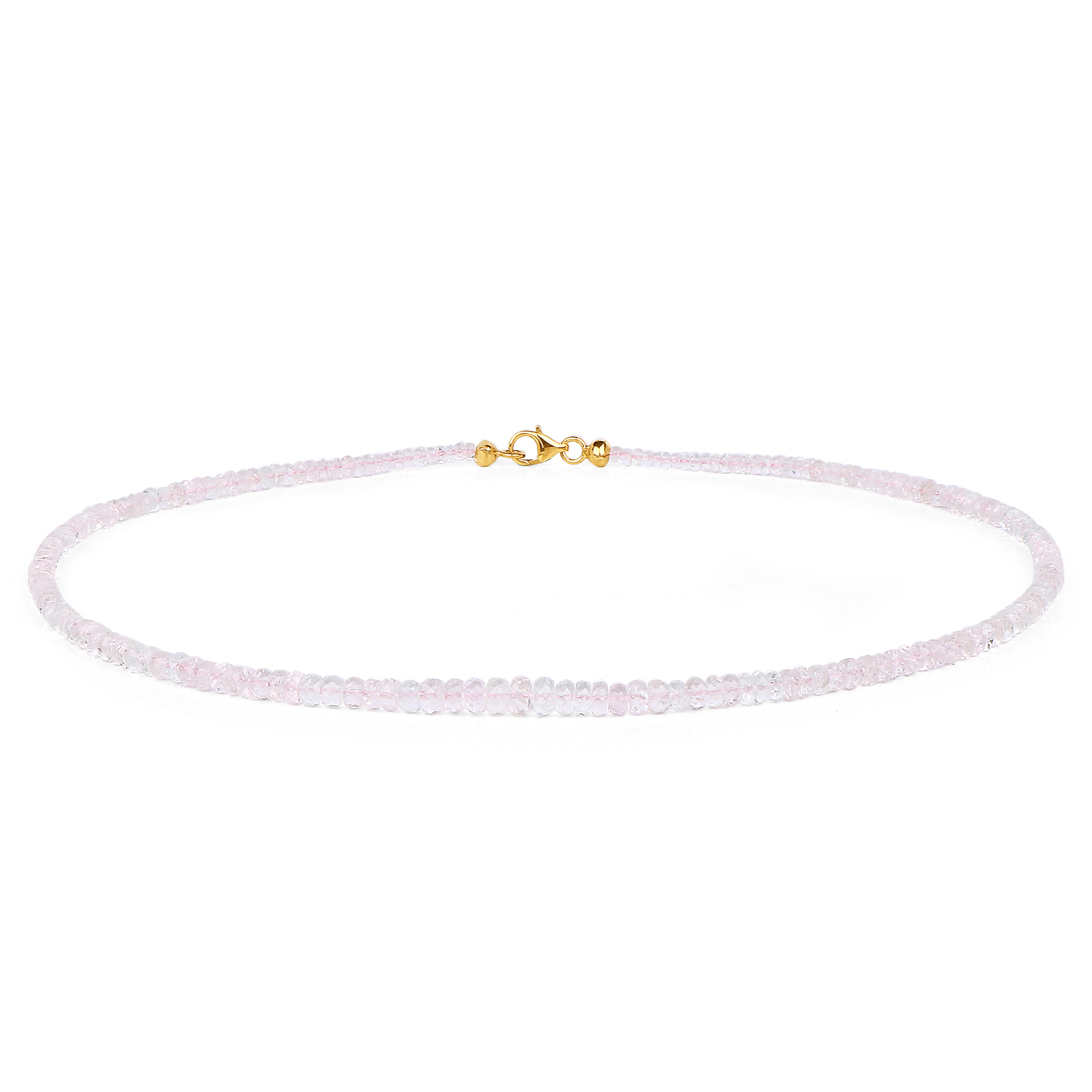 14K Yellow Gold Plated 60.00 Carat Genuine Morganite .925 Sterling Silver Necklace