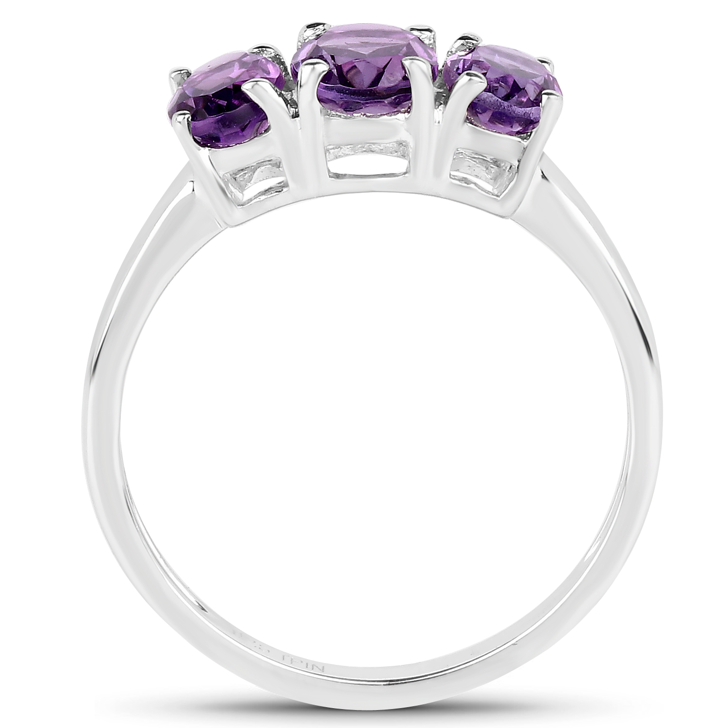 1.66 Carat Genuine Amethyst .925 Sterling Silver Ring