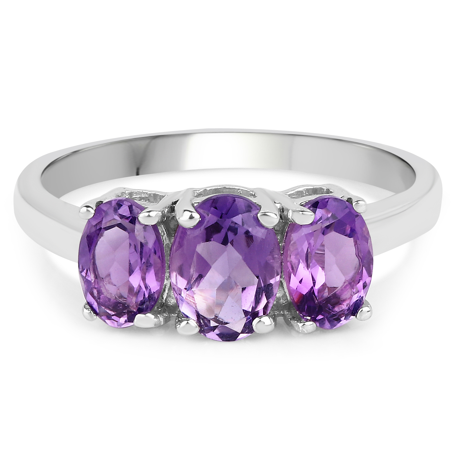 1.66 Carat Genuine Amethyst .925 Sterling Silver Ring