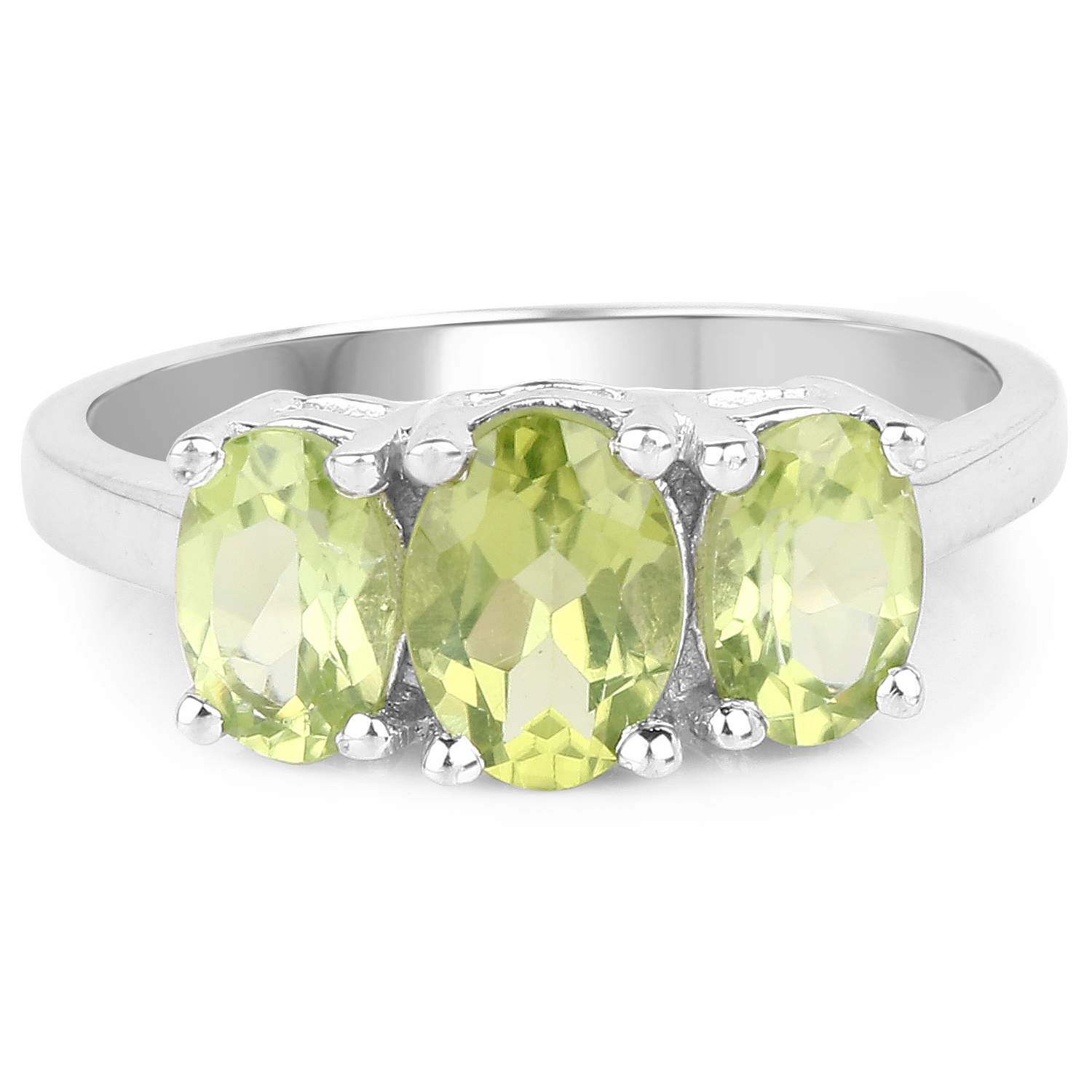 1.73 Carat Genuine Peridot .925 Sterling Silver Ring