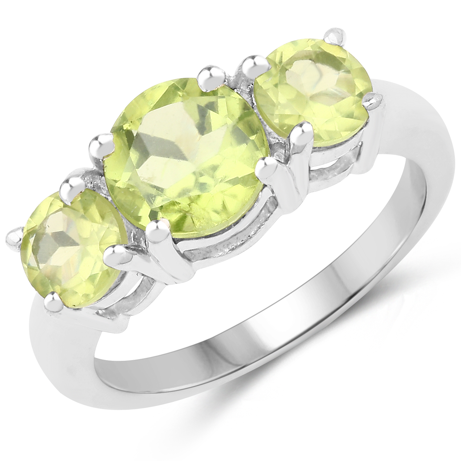 2.35 Carat Genuine Peridot .925 Sterling Silver Ring
