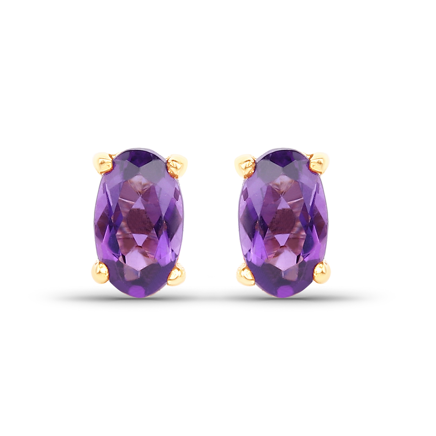 0.42 Carat Genuine Amethyst 10K Yellow Gold Earrings