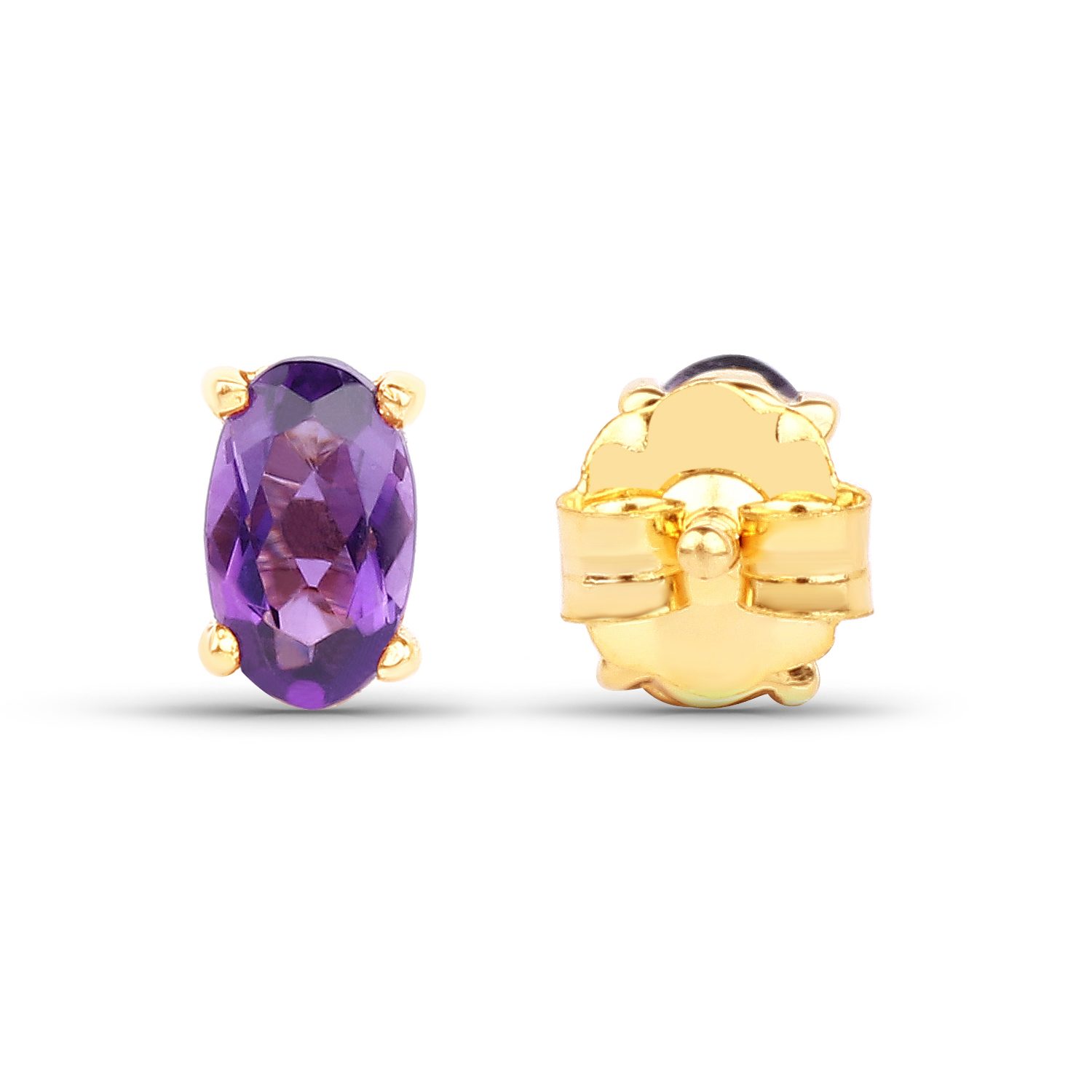 0.42 Carat Genuine Amethyst 10K Yellow Gold Earrings