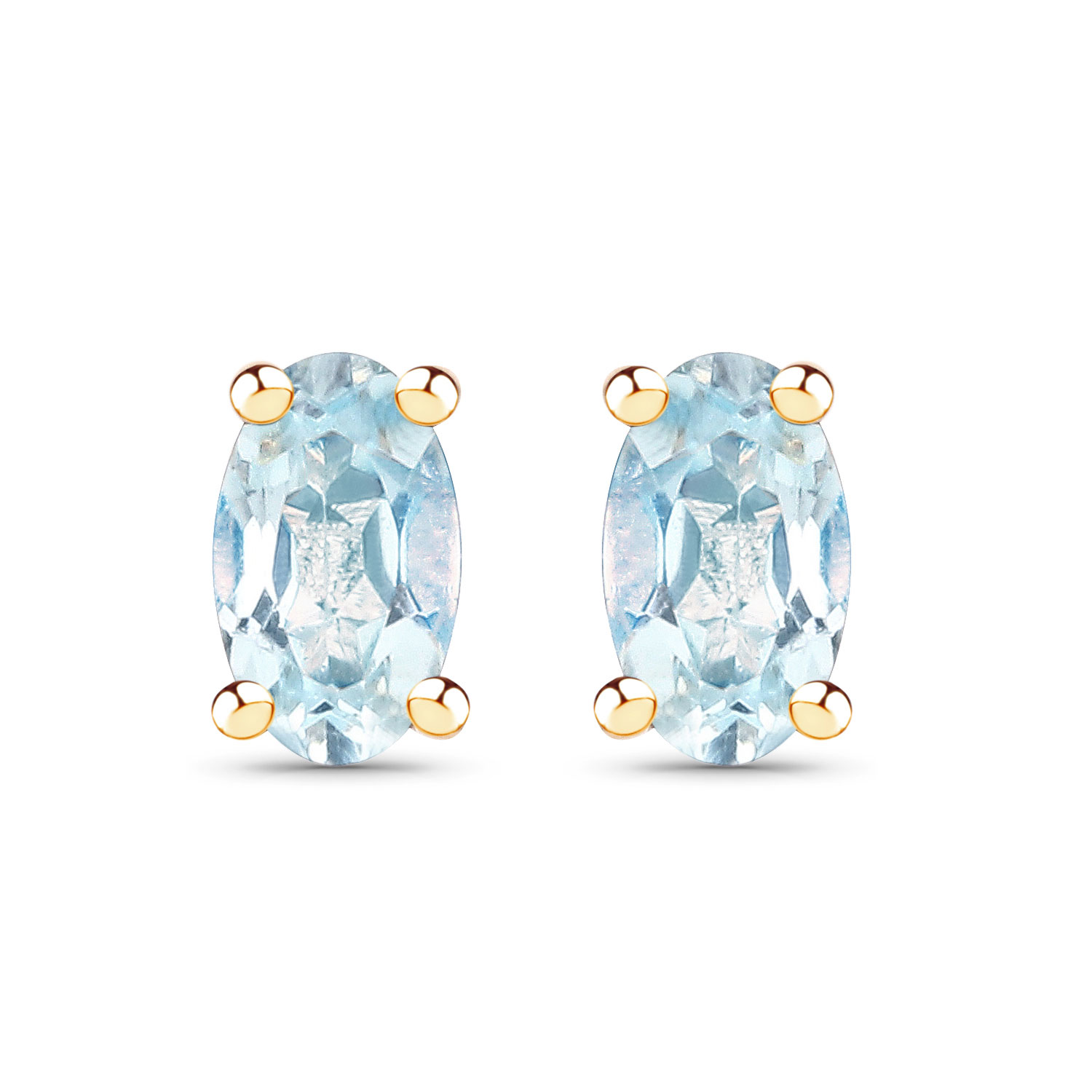 0.50 Carat Genuine Blue Topaz 14K Yellow Gold Earrings