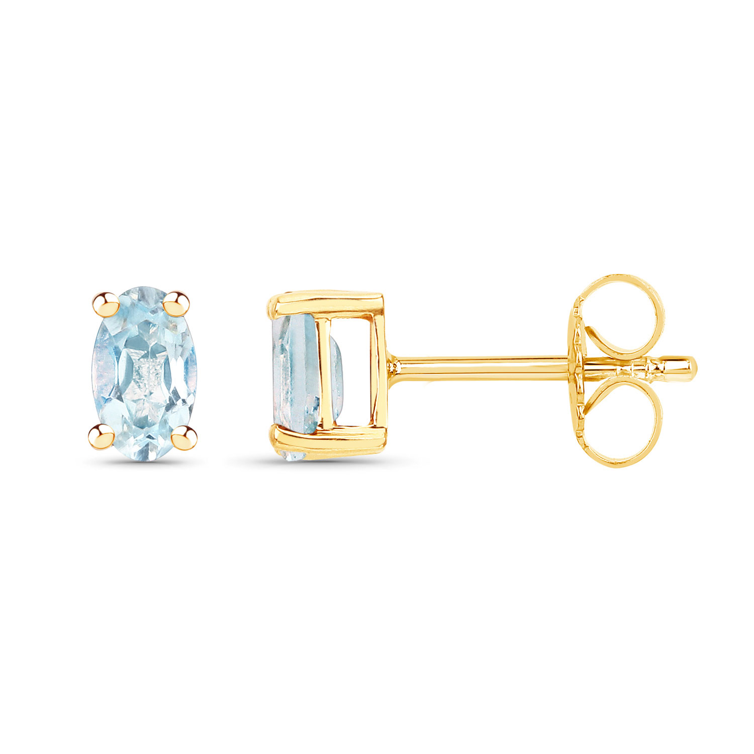 0.50 Carat Genuine Blue Topaz 14K Yellow Gold Earrings
