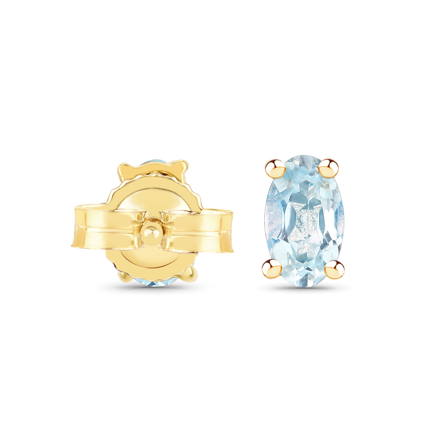 0.50 Carat Genuine Blue Topaz 14K Yellow Gold Earrings