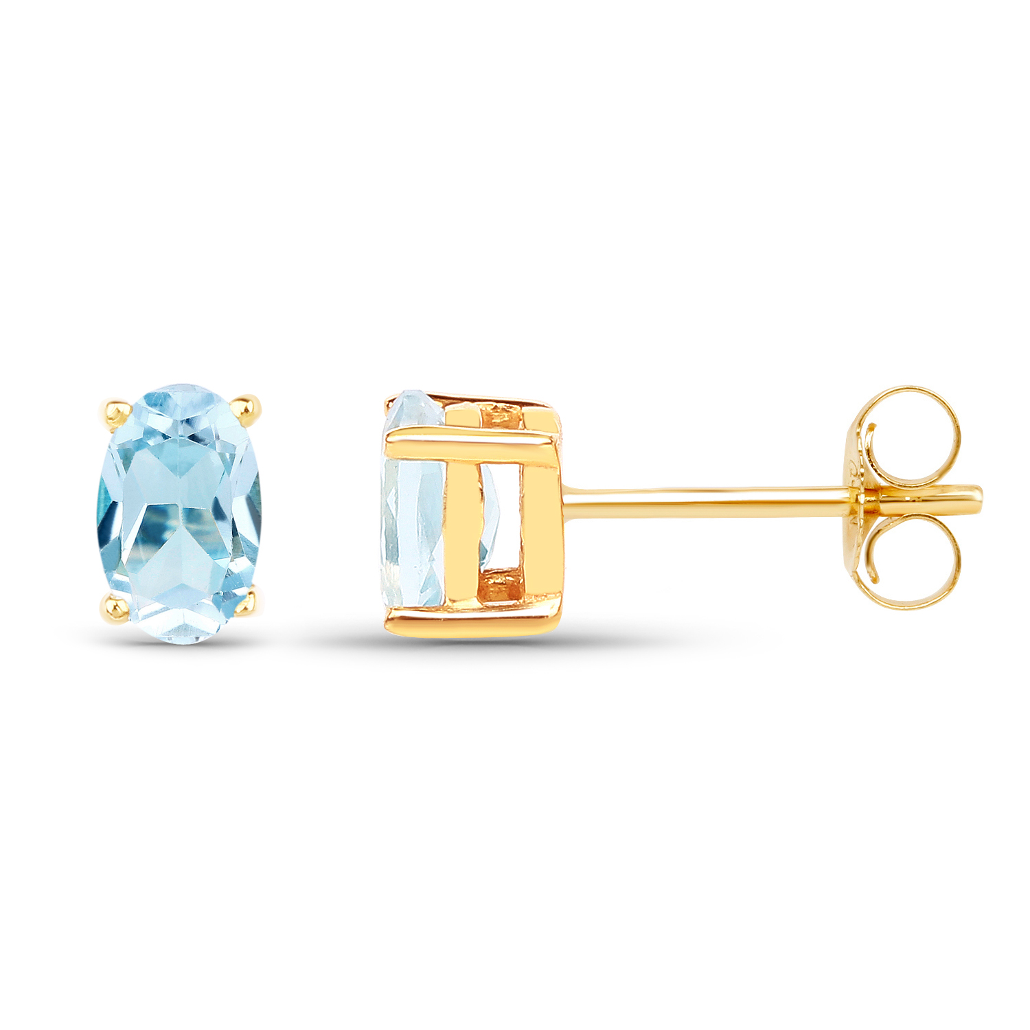 0.50 Carat Genuine Blue Topaz 10K Yellow Gold Earrings