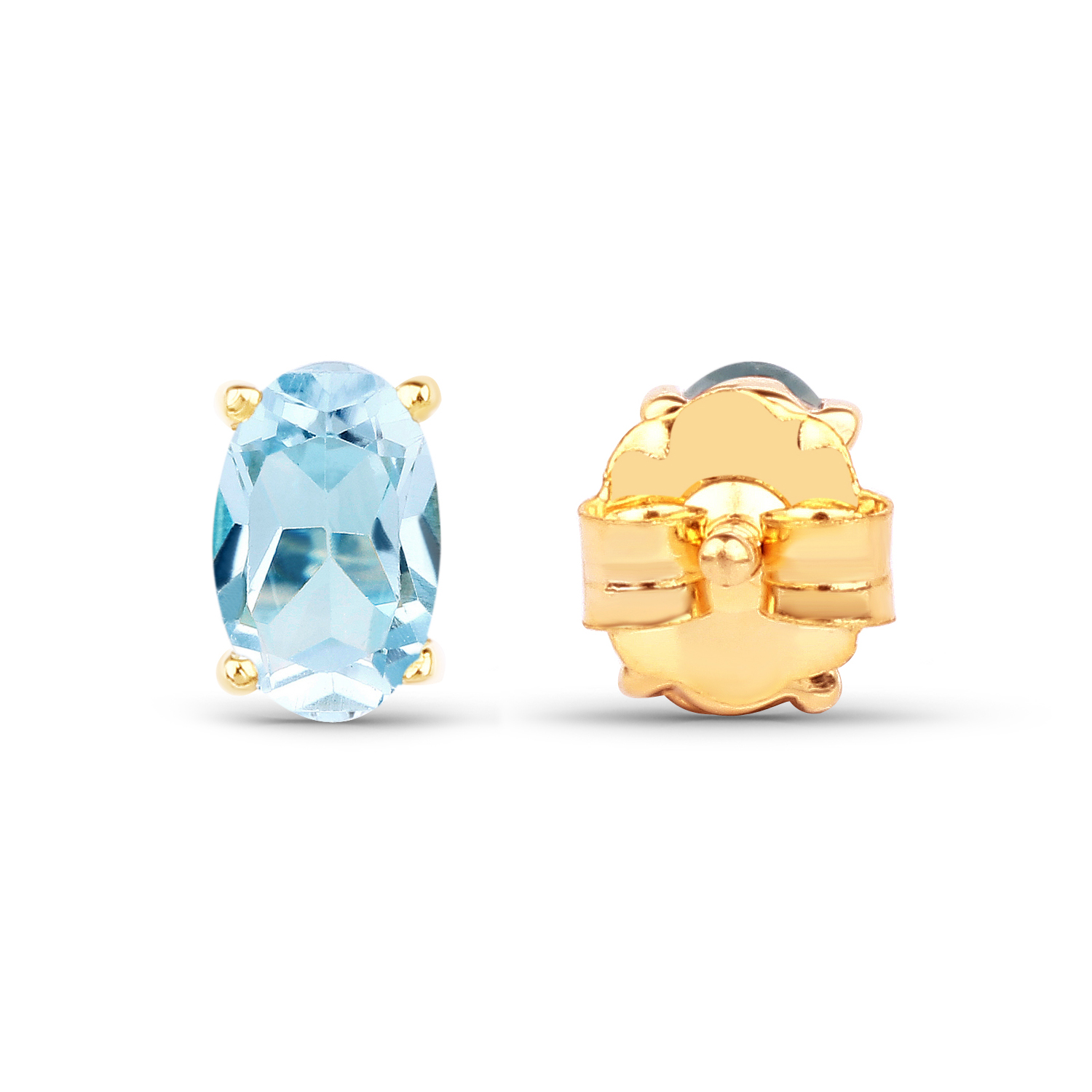0.50 Carat Genuine Blue Topaz 10K Yellow Gold Earrings