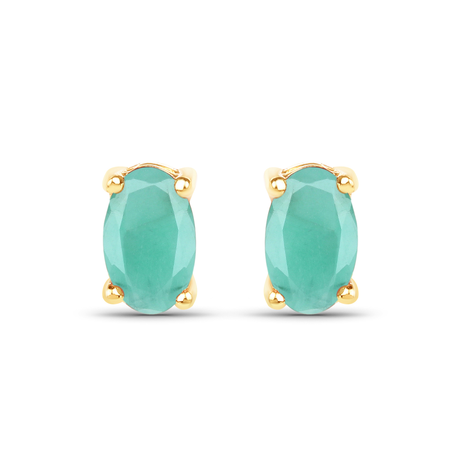 0.54 Carat Genuine Emerald 10K Yellow Gold Earrings