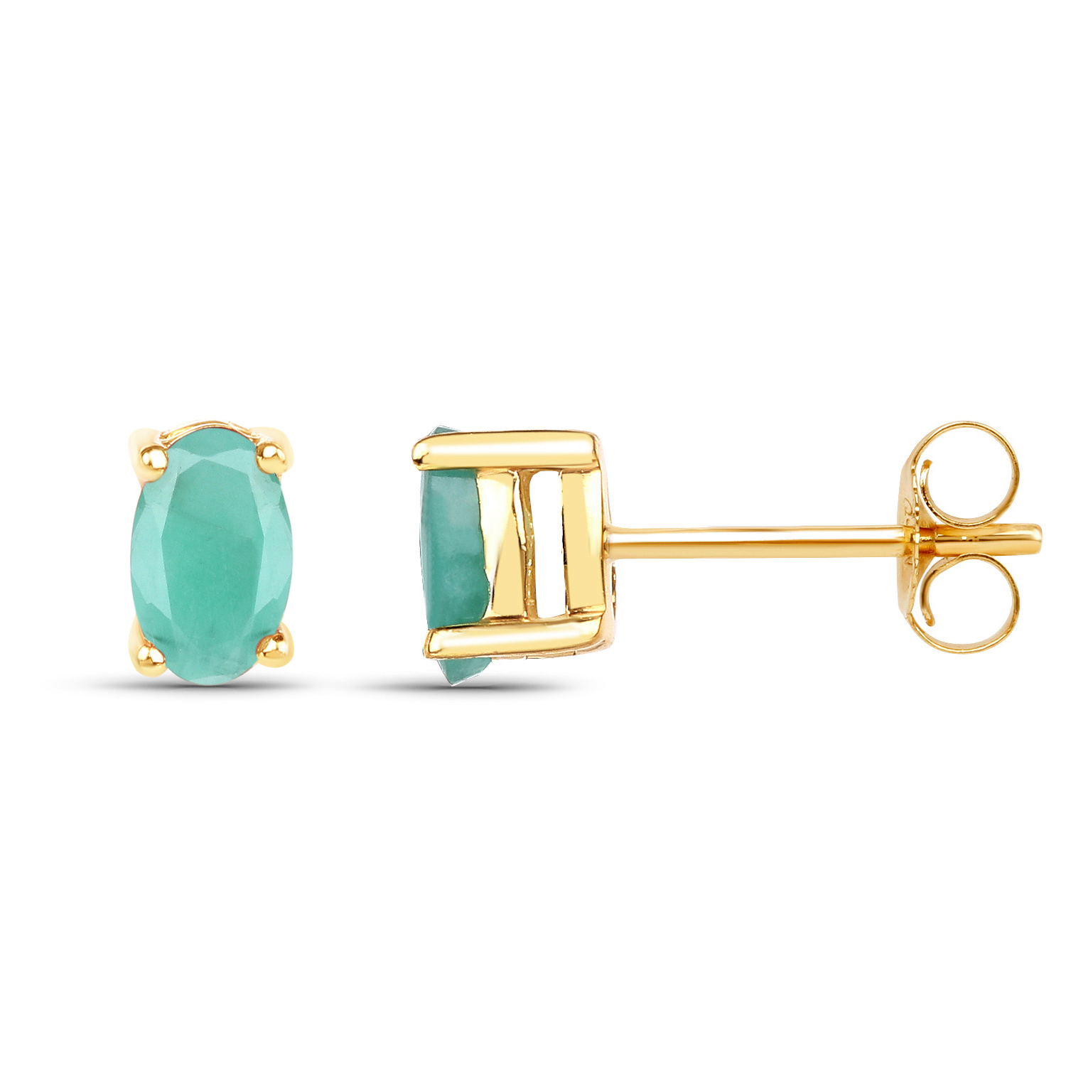 0.54 Carat Genuine Emerald 10K Yellow Gold Earrings