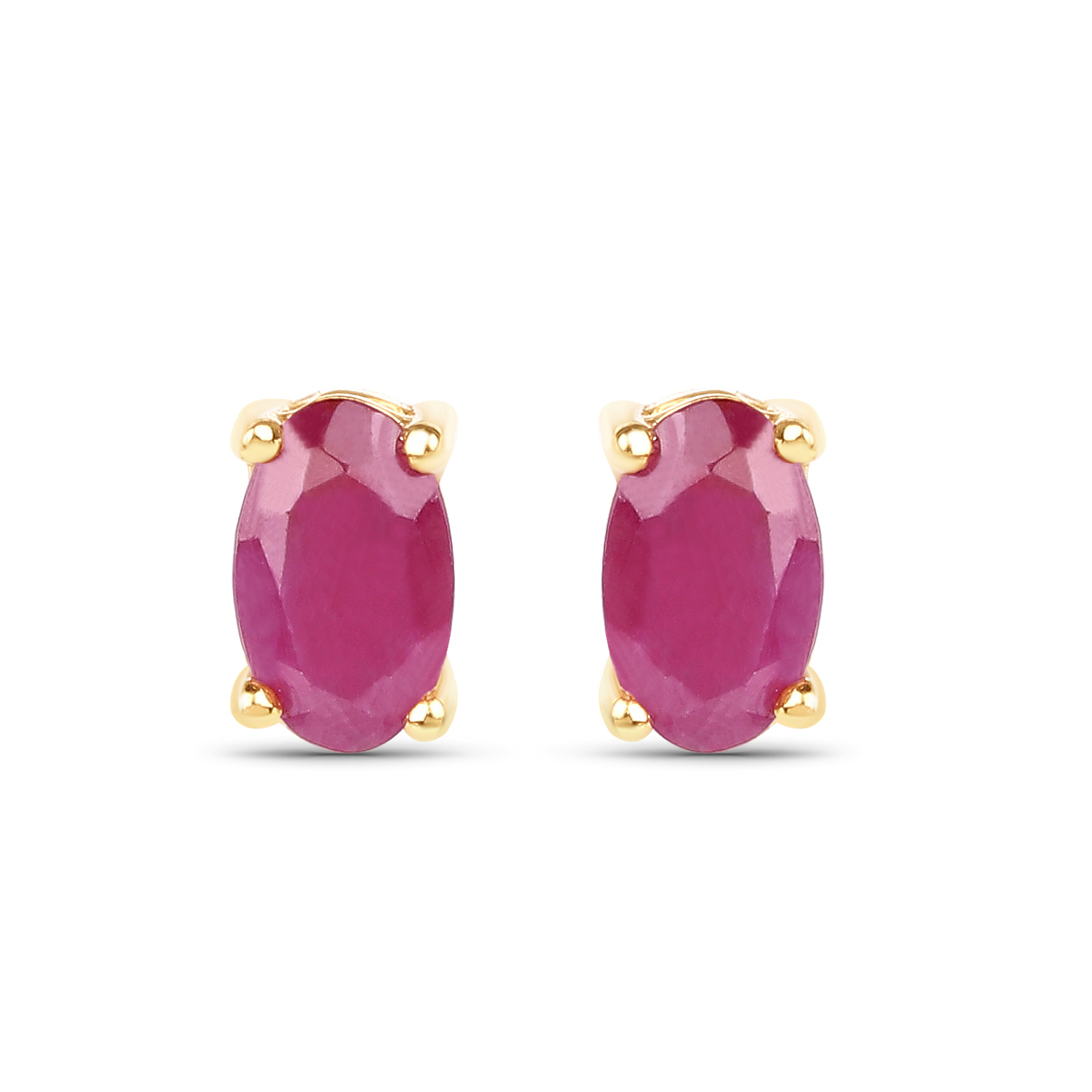 0.70 Carat Genuine Ruby 10K Yellow Gold Earrings