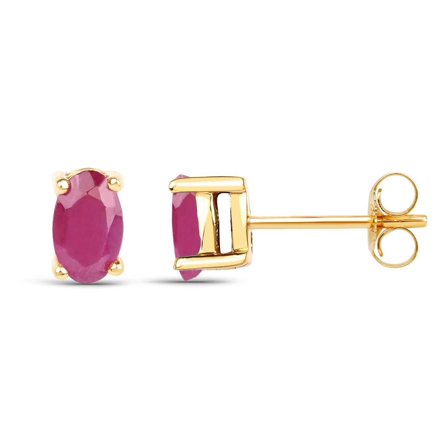 0.70 Carat Genuine Ruby 10K Yellow Gold Earrings