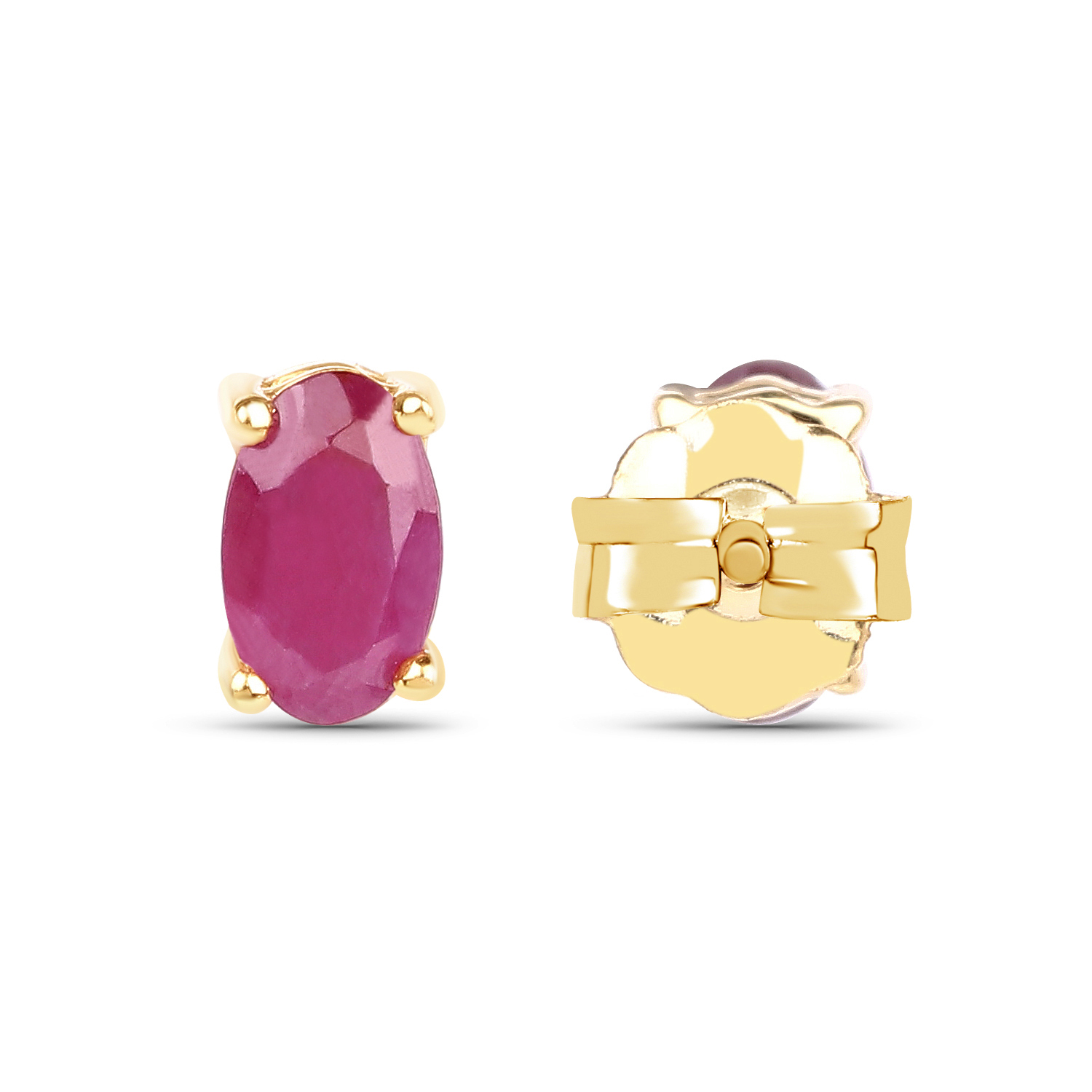 0.70 Carat Genuine Ruby 10K Yellow Gold Earrings