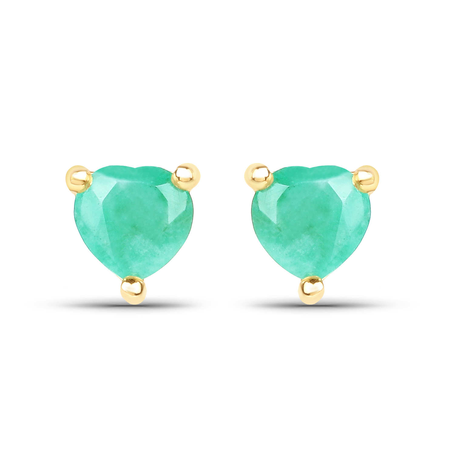 0.50 Carat Genuine Emerald 10K Yellow Gold Earrings