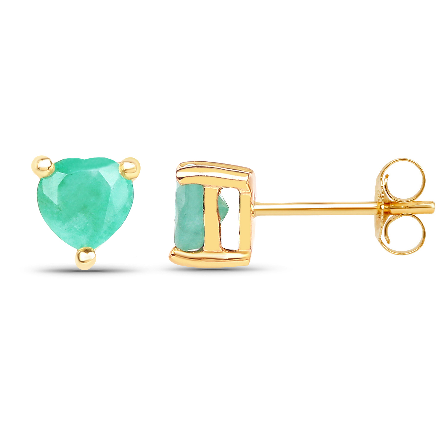 0.50 Carat Genuine Emerald 10K Yellow Gold Earrings