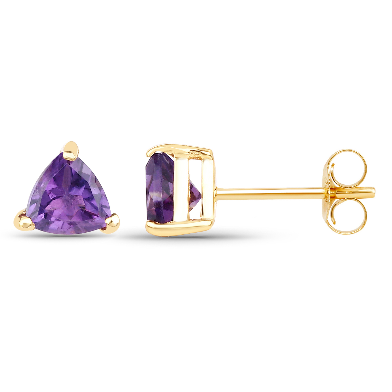 0.50 Carat Genuine Amethyst 10K Yellow Gold Earrings