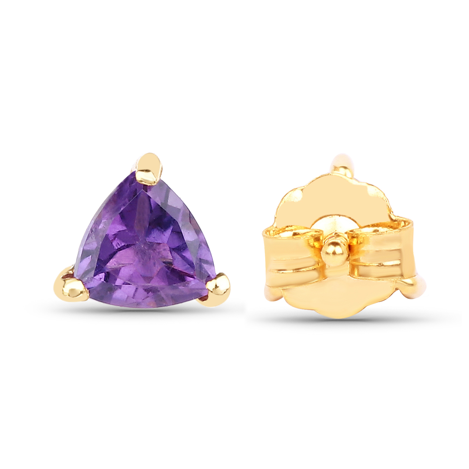 0.50 Carat Genuine Amethyst 10K Yellow Gold Earrings