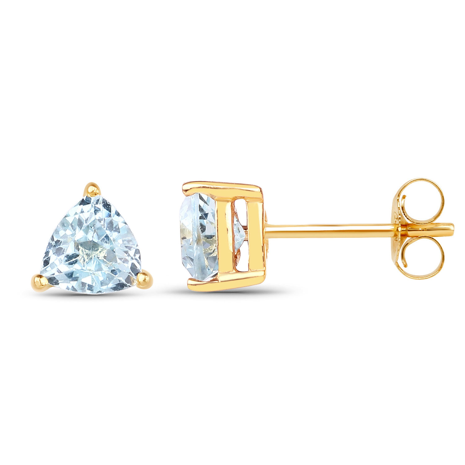 0.52 Carat Genuine Blue Topaz 14K Yellow Gold Earrings