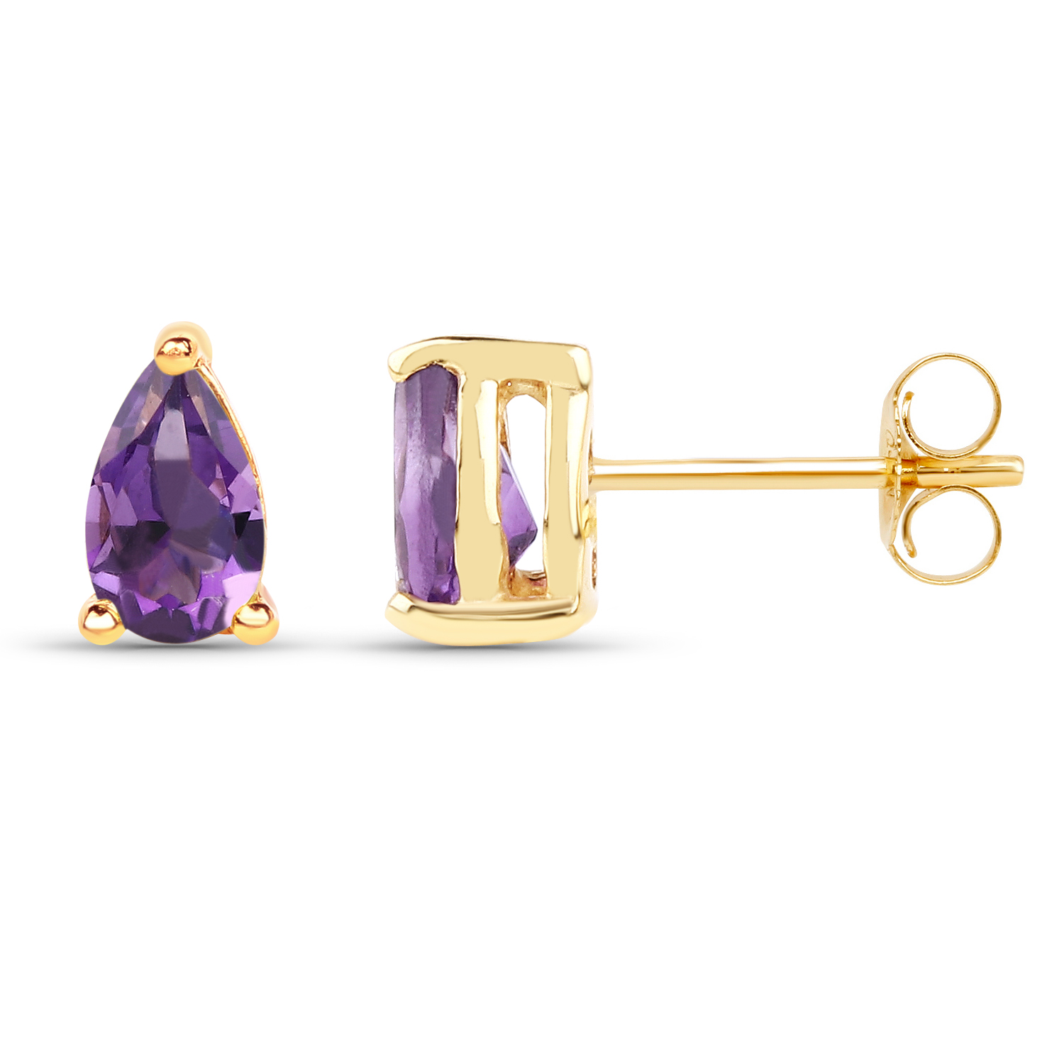0.38 Carat Genuine Amethyst 10K Yellow Gold Earrings
