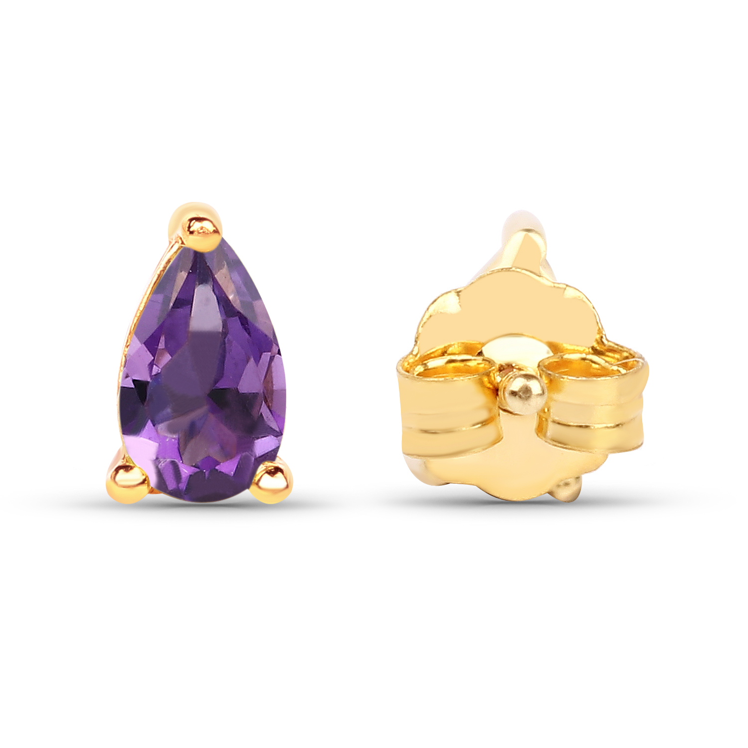 0.38 Carat Genuine Amethyst 10K Yellow Gold Earrings