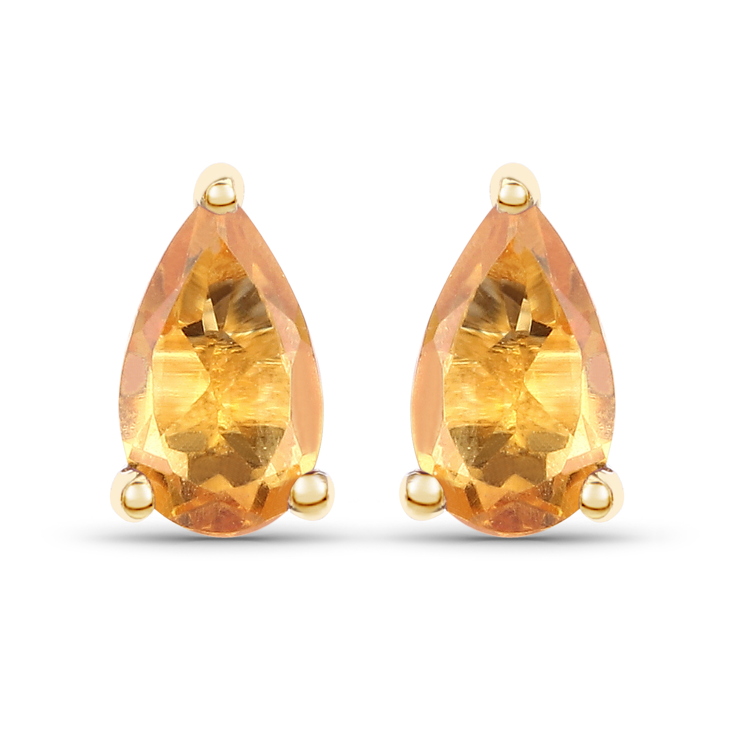 0.44 Carat Genuine Citrine 10K Yellow Gold Earrings