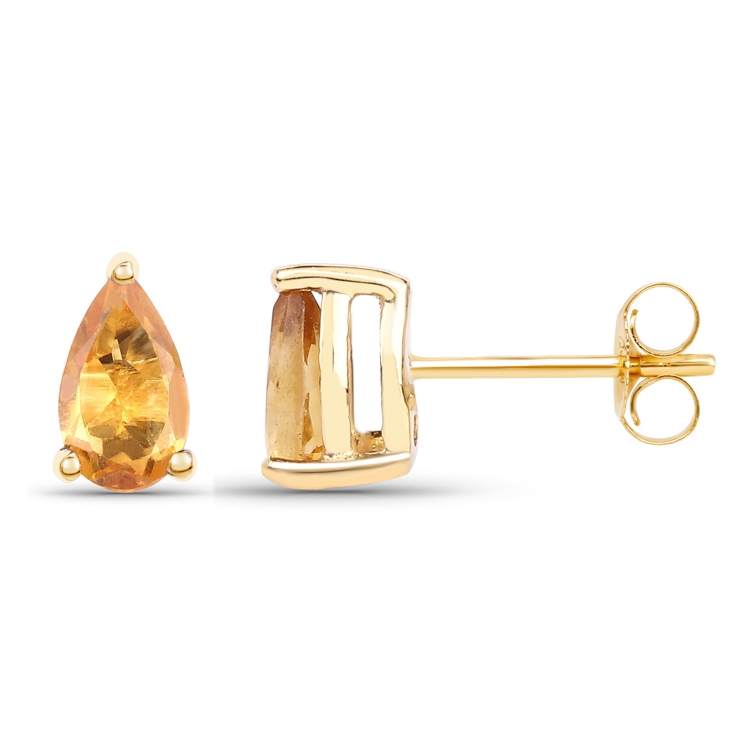 0.44 Carat Genuine Citrine 10K Yellow Gold Earrings