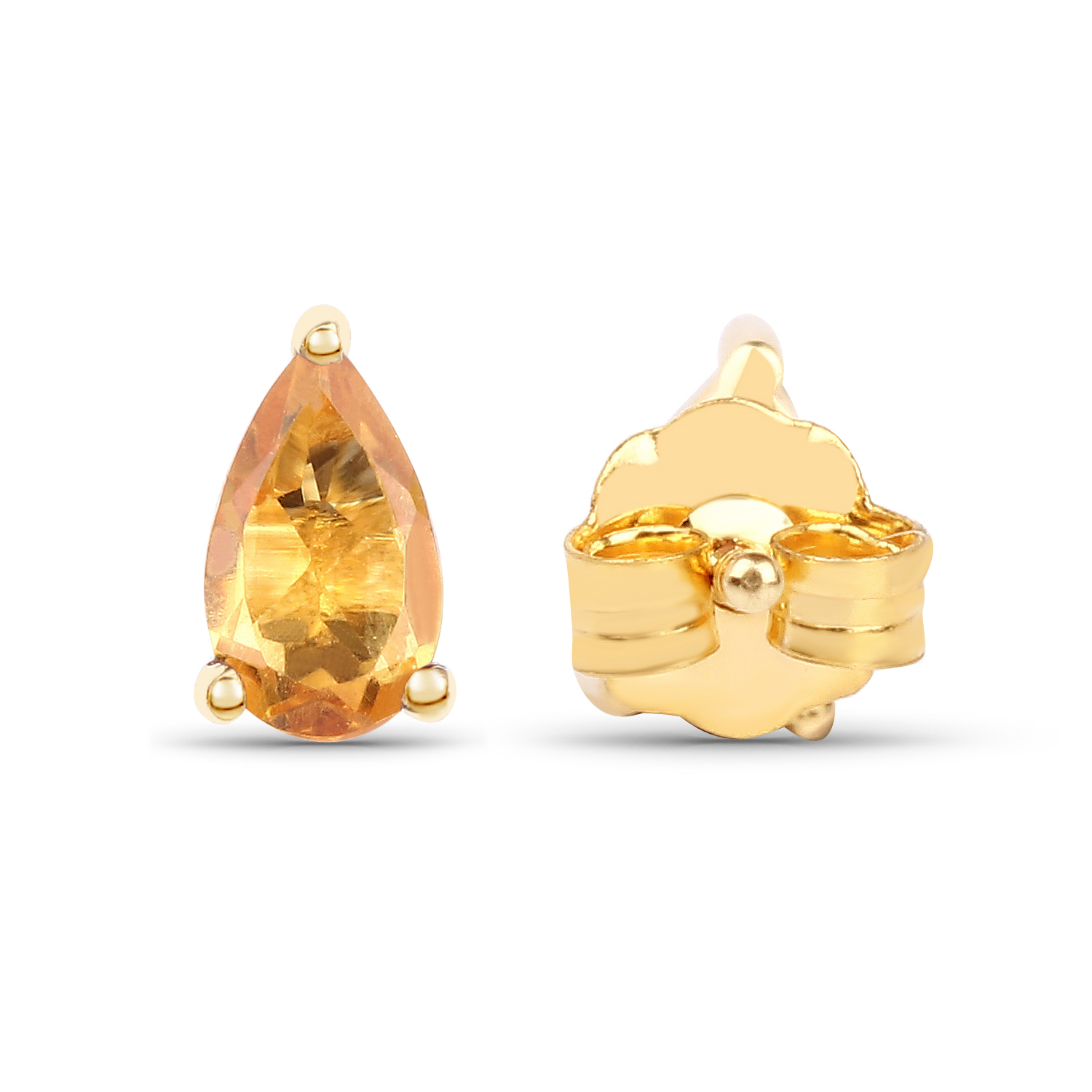 0.44 Carat Genuine Citrine 10K Yellow Gold Earrings