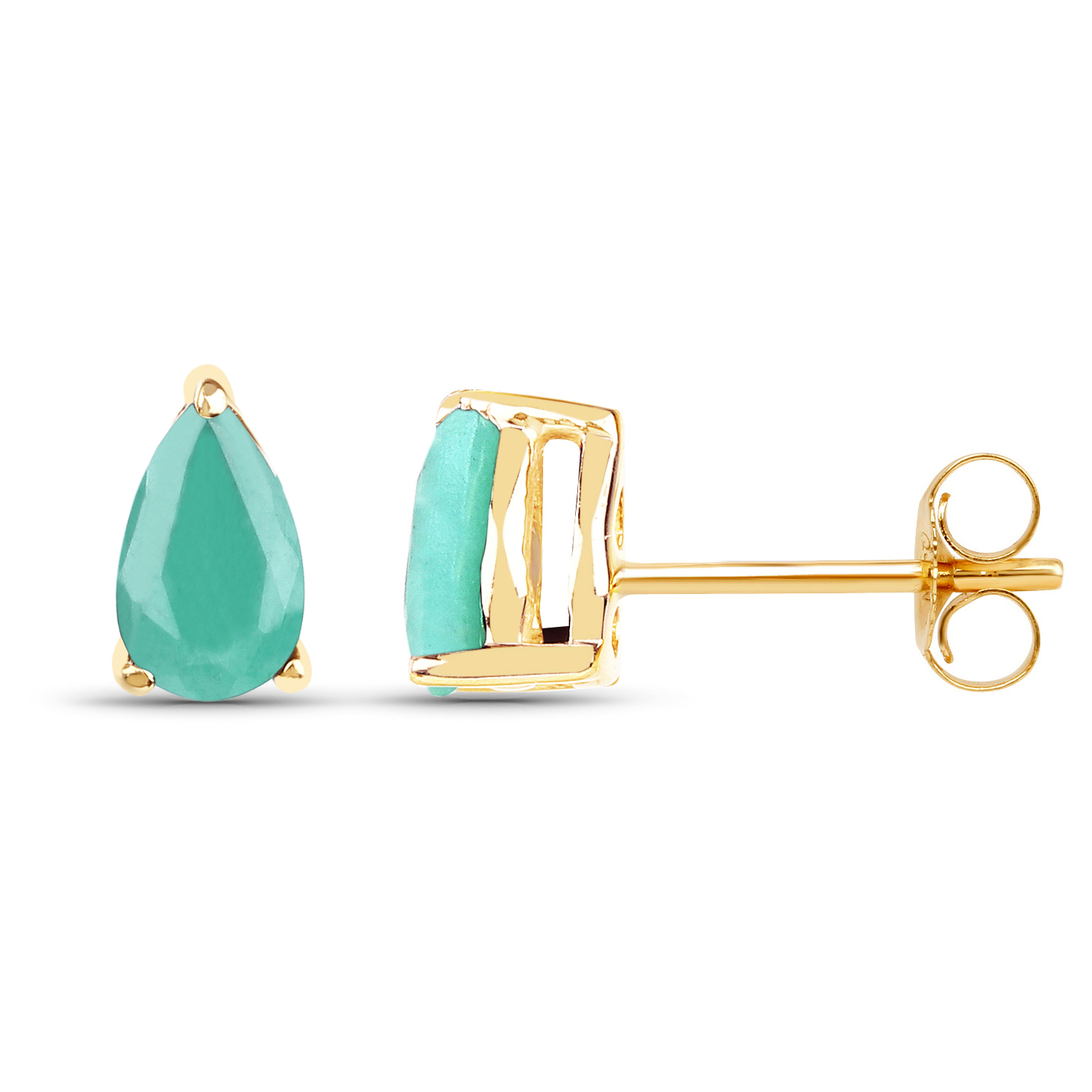 0.44 Carat Genuine Emerald 10K Yellow Gold Earrings