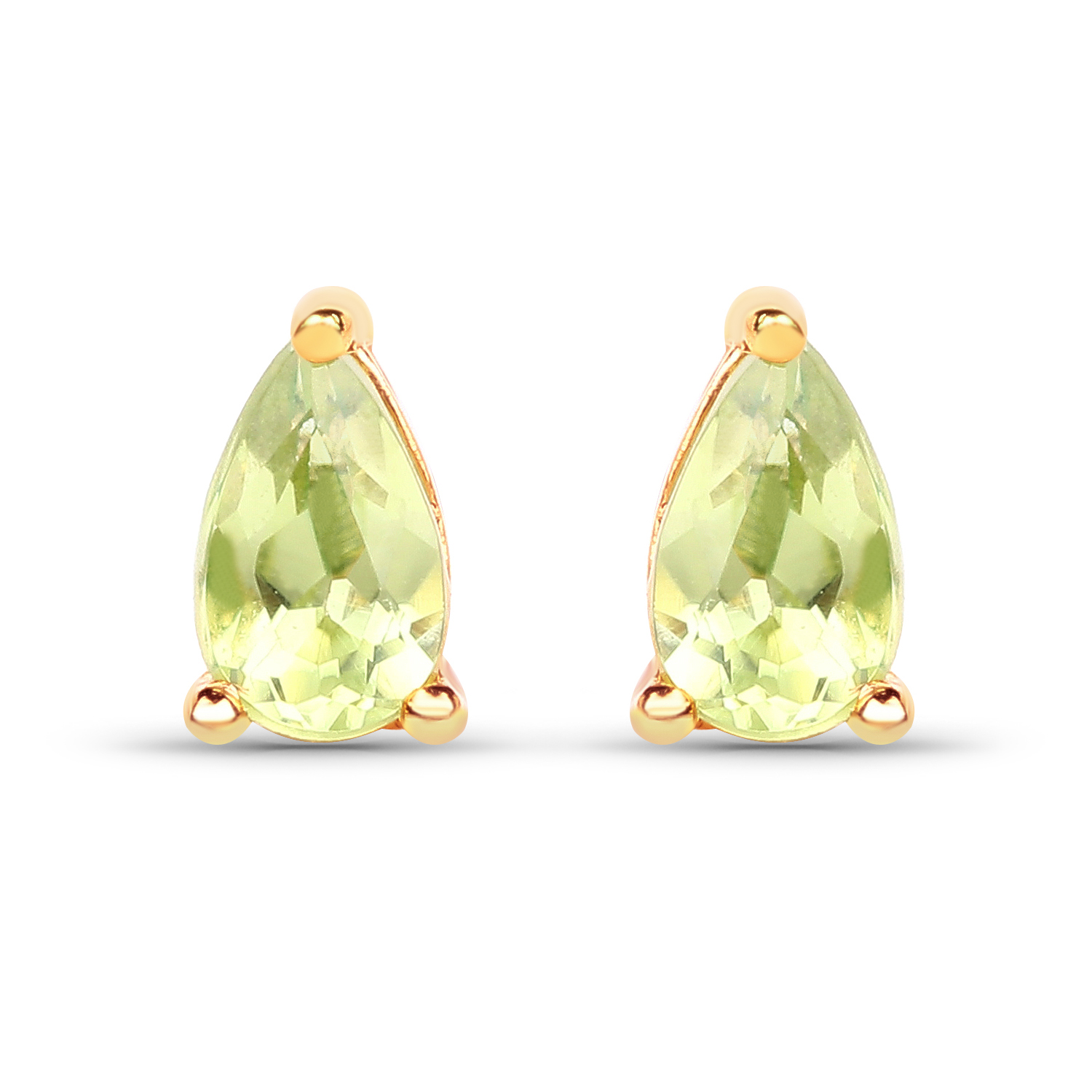 0.44 Carat Genuine Peridot 10K Yellow Gold Earrings