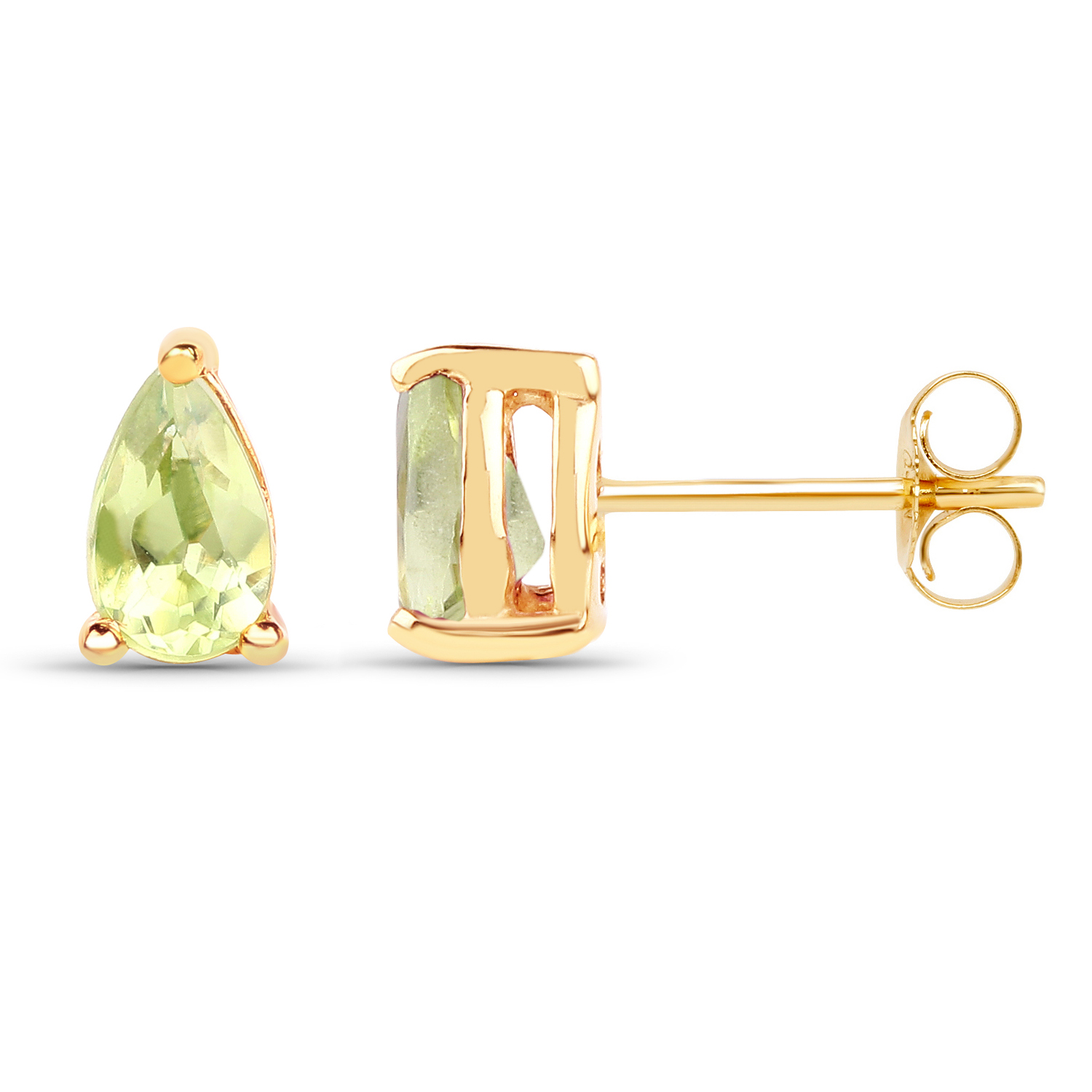 0.44 Carat Genuine Peridot 10K Yellow Gold Earrings