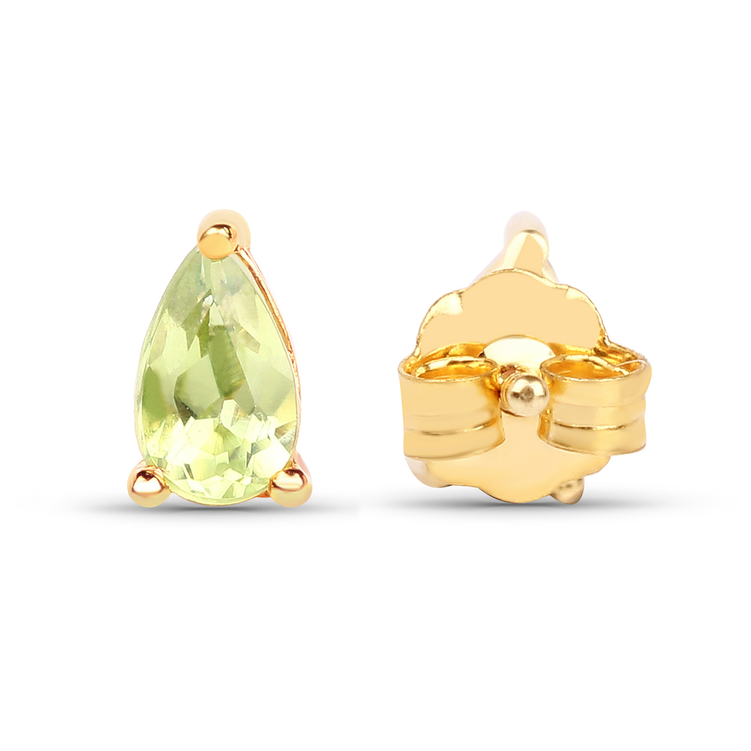 0.44 Carat Genuine Peridot 10K Yellow Gold Earrings