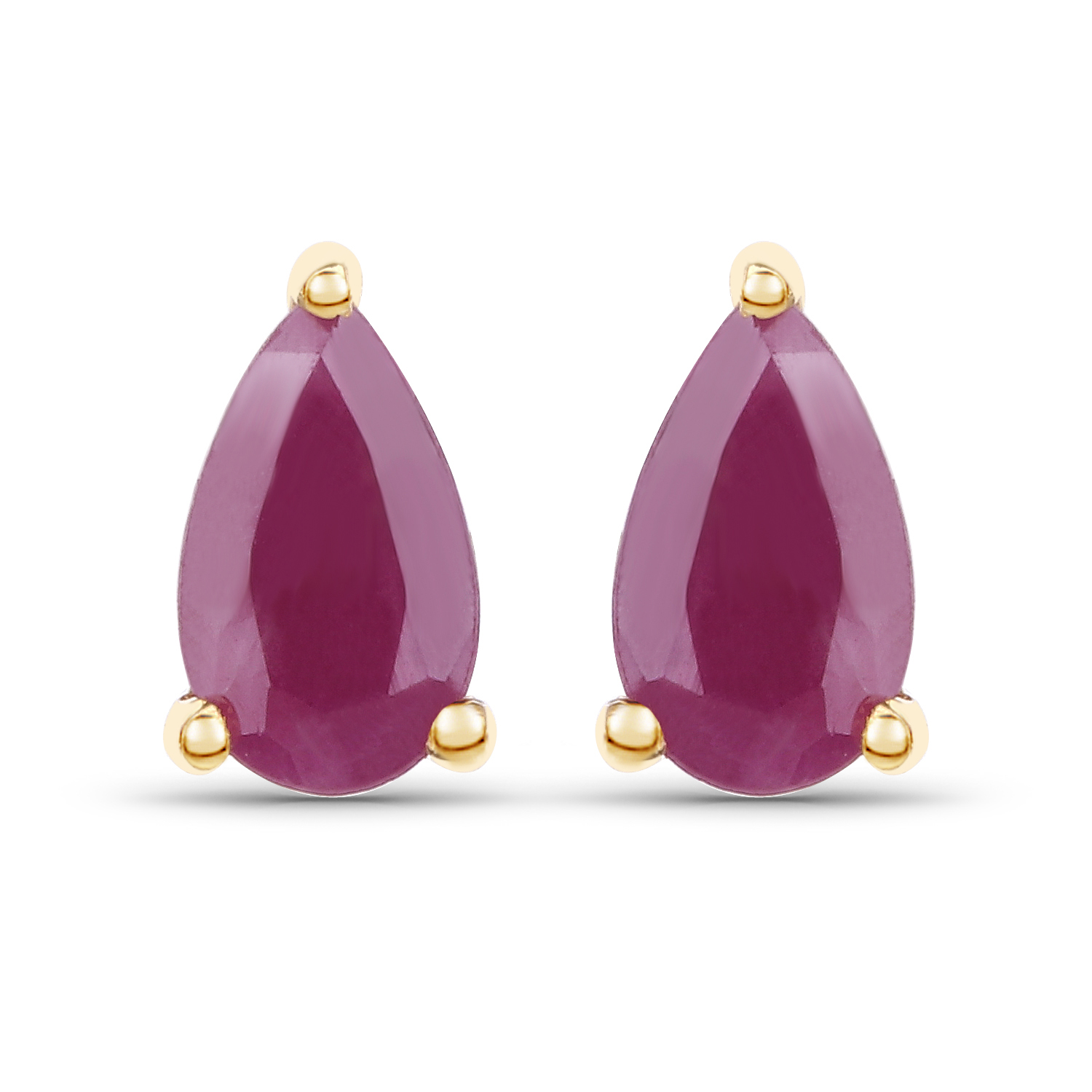 0.50 Carat Genuine Ruby 10K Yellow Gold Earrings