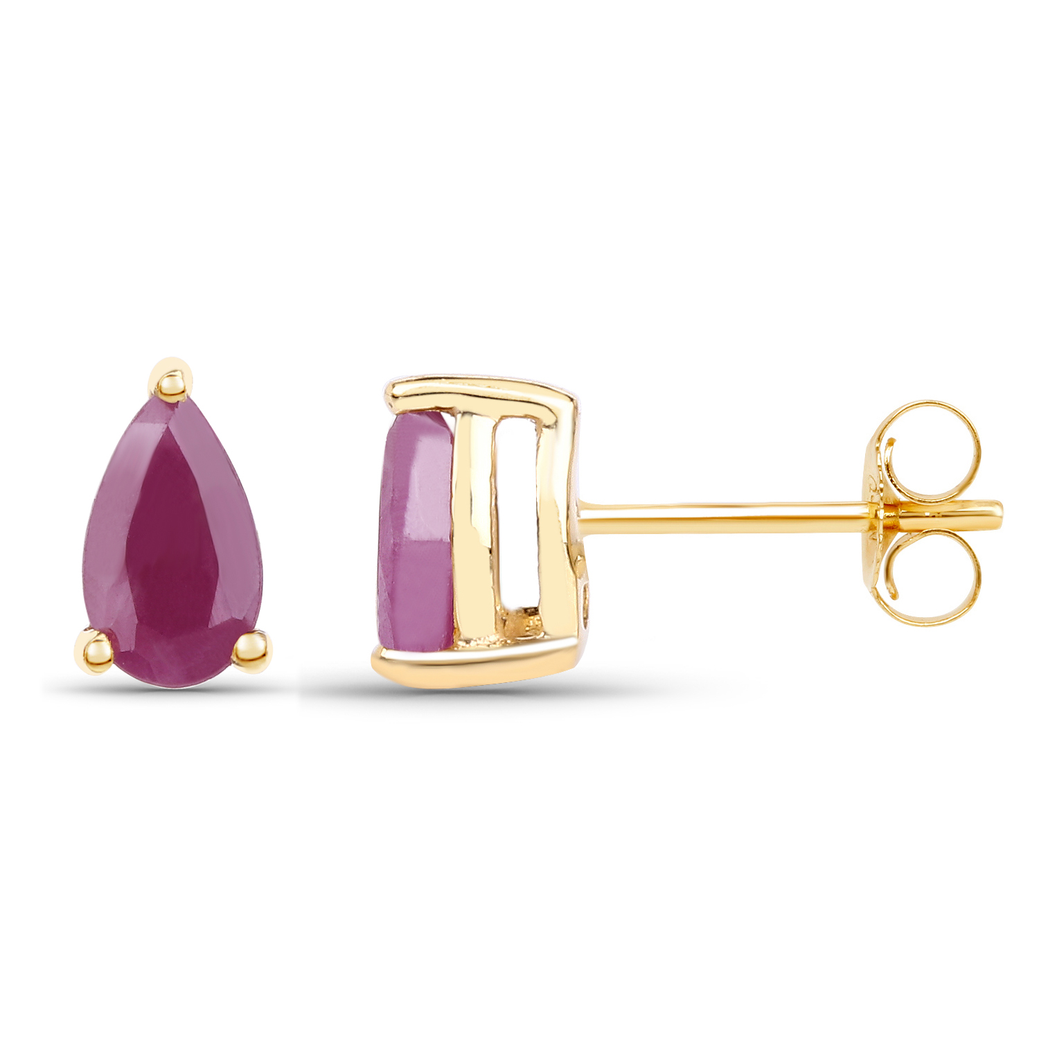 0.50 Carat Genuine Ruby 10K Yellow Gold Earrings