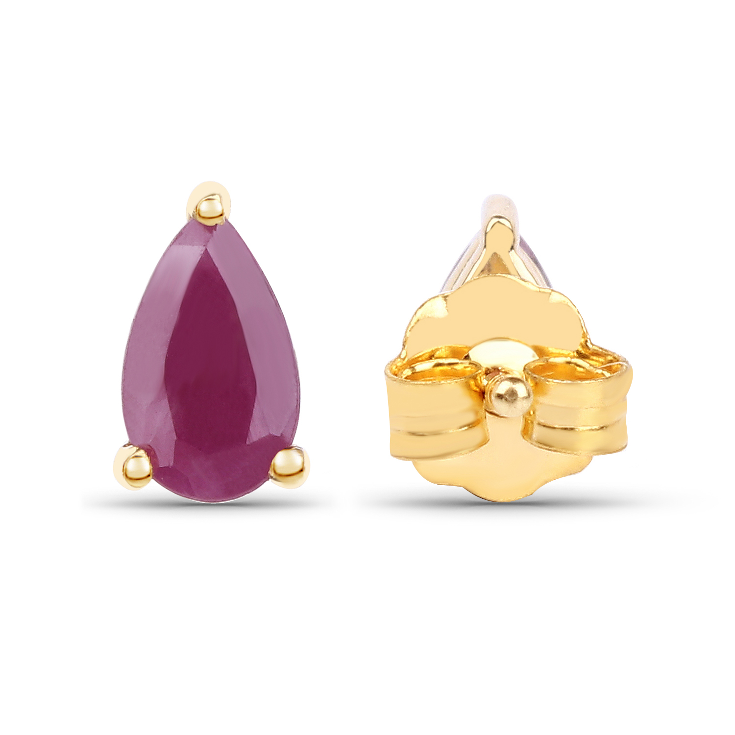 0.50 Carat Genuine Ruby 10K Yellow Gold Earrings