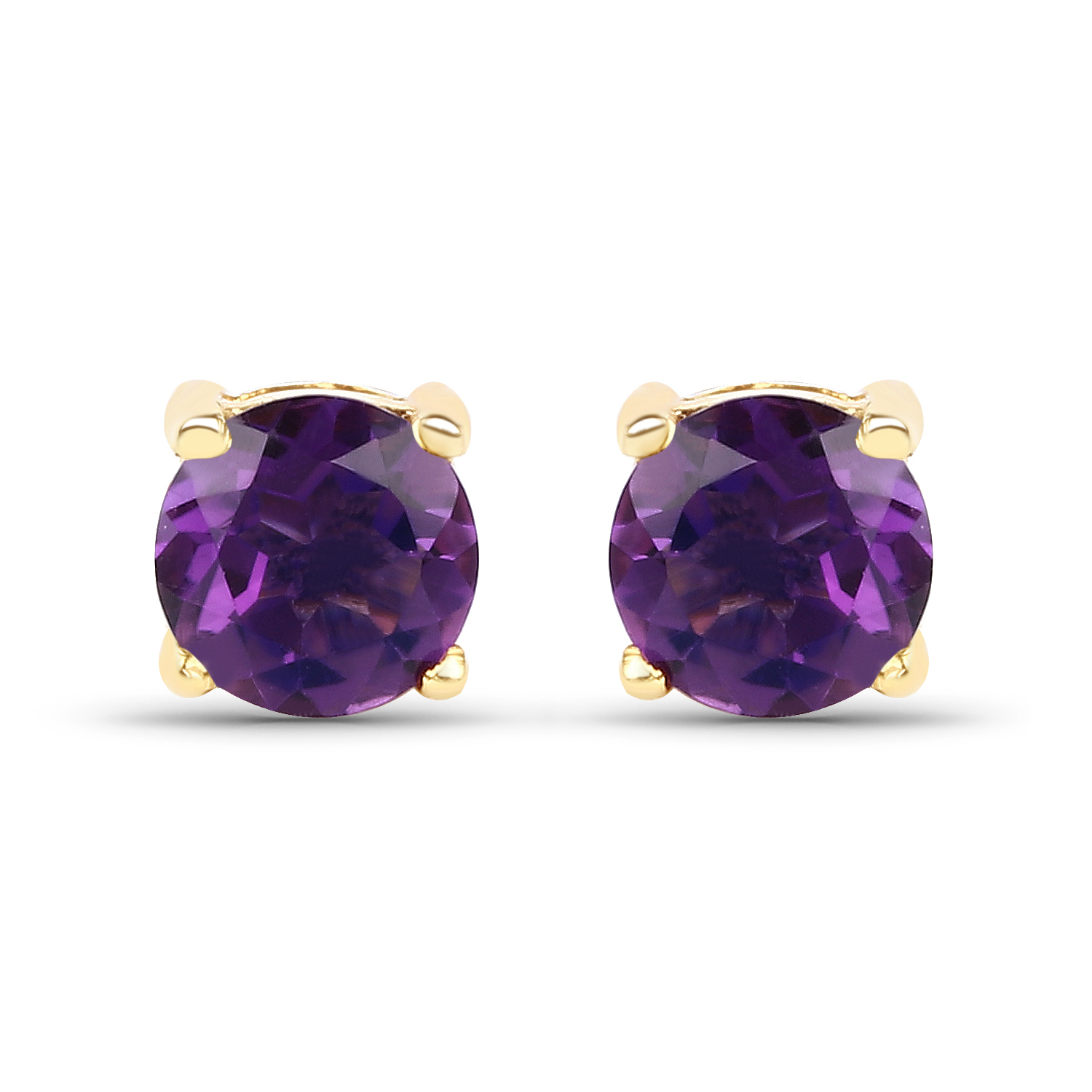 0.48 Carat Genuine Amethyst 10K Yellow Gold Earrings