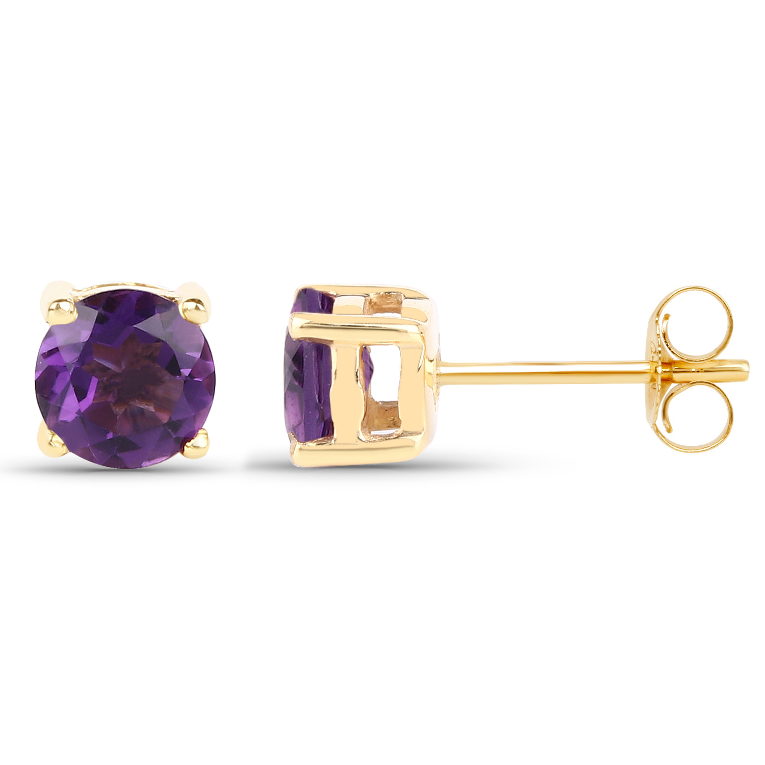 0.48 Carat Genuine Amethyst 10K Yellow Gold Earrings