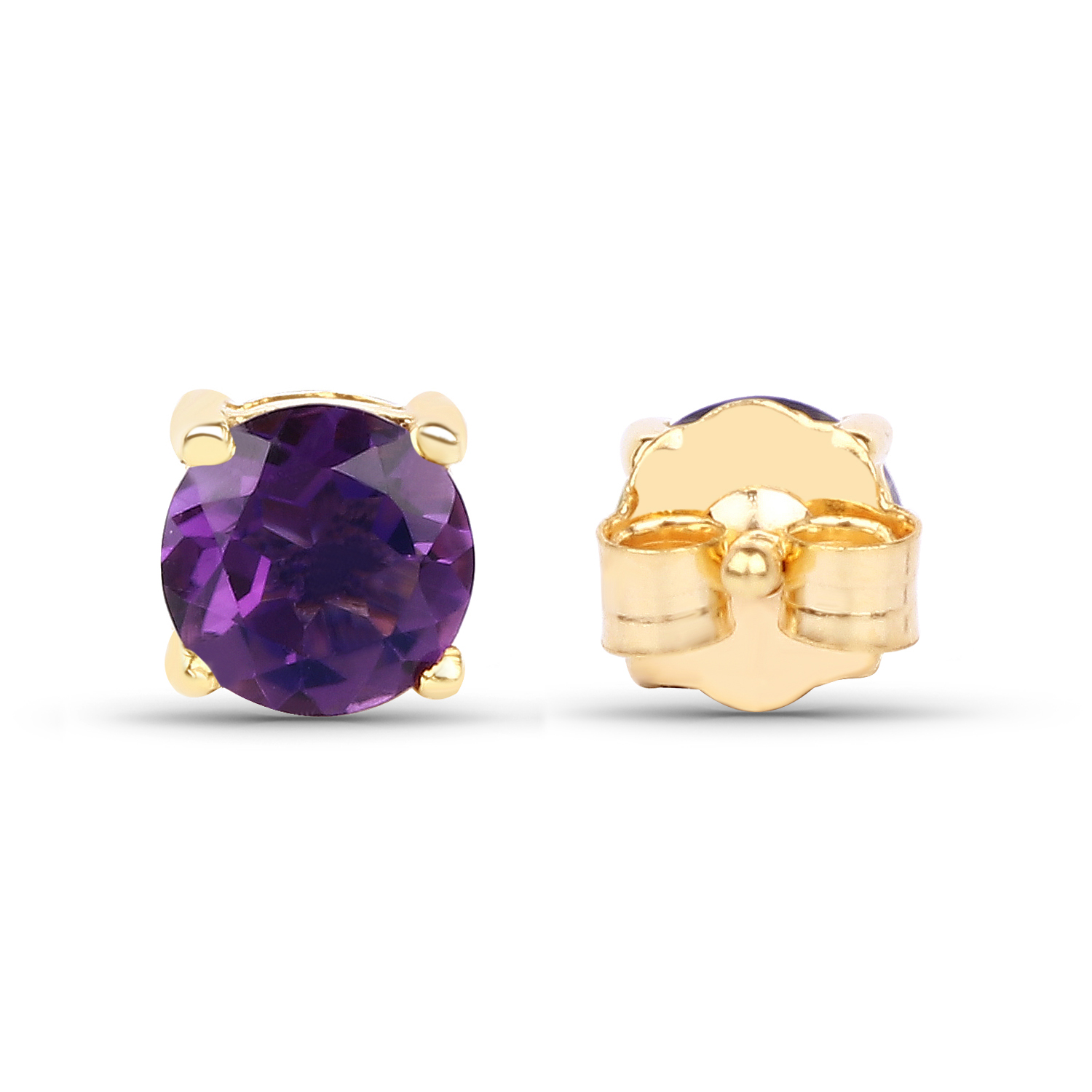 0.48 Carat Genuine Amethyst 10K Yellow Gold Earrings