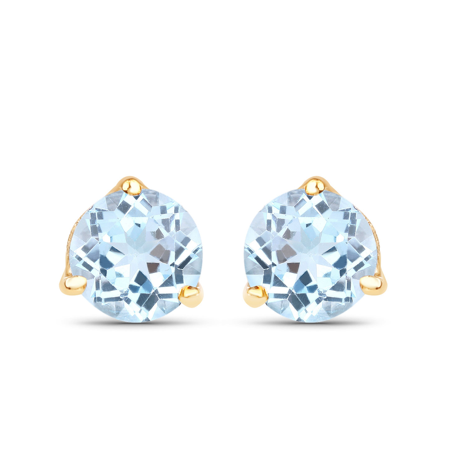 0.64 Carat Genuine Blue Topaz 14K Yellow Gold Earrings
