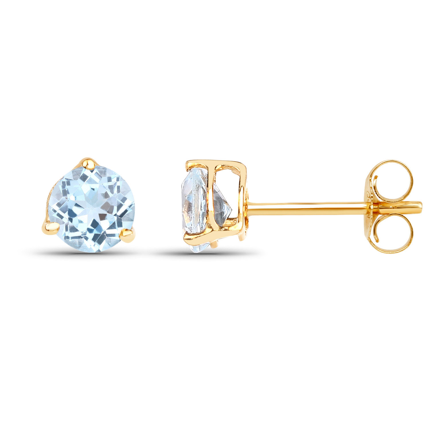 0.64 Carat Genuine Blue Topaz 14K Yellow Gold Earrings