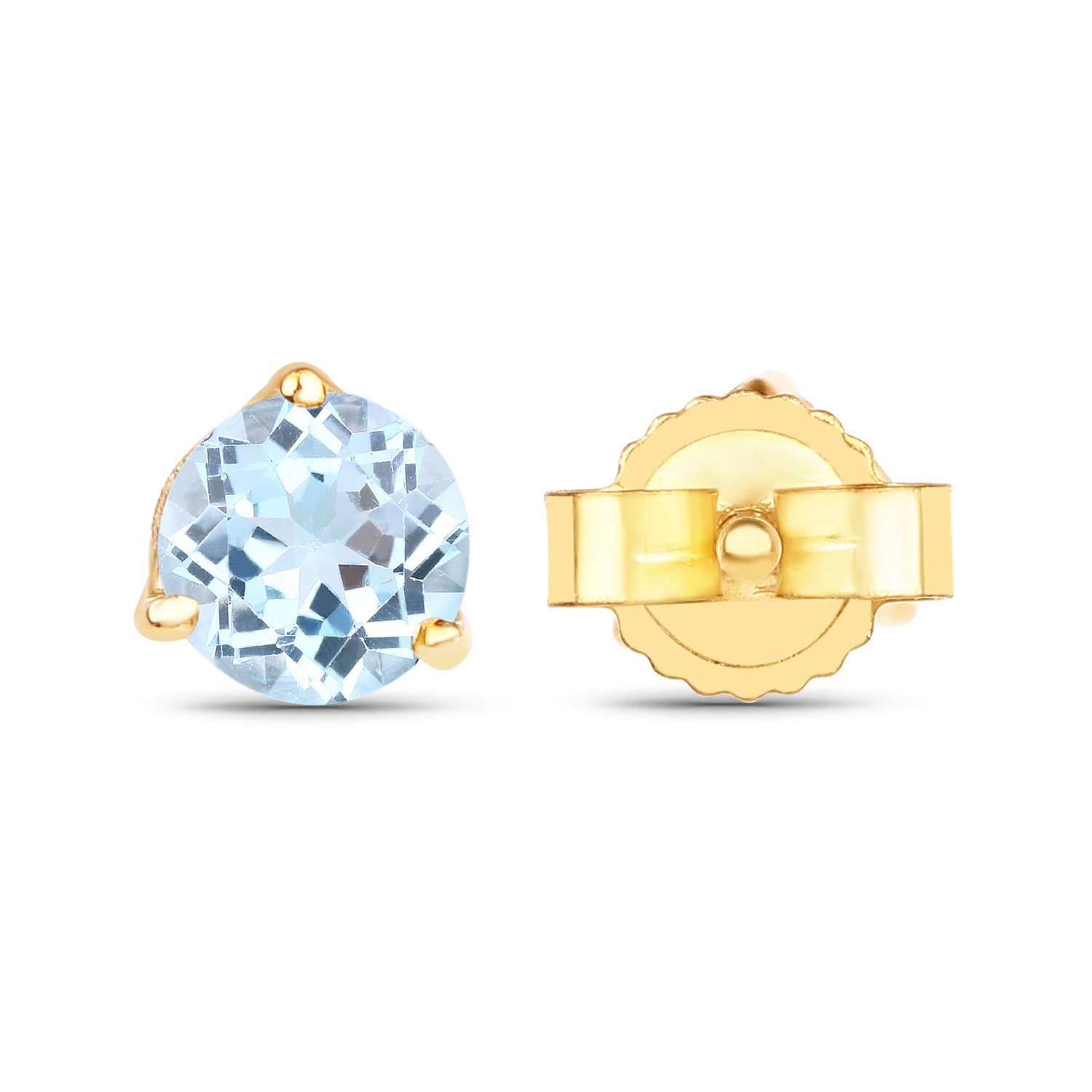 0.64 Carat Genuine Blue Topaz 14K Yellow Gold Earrings