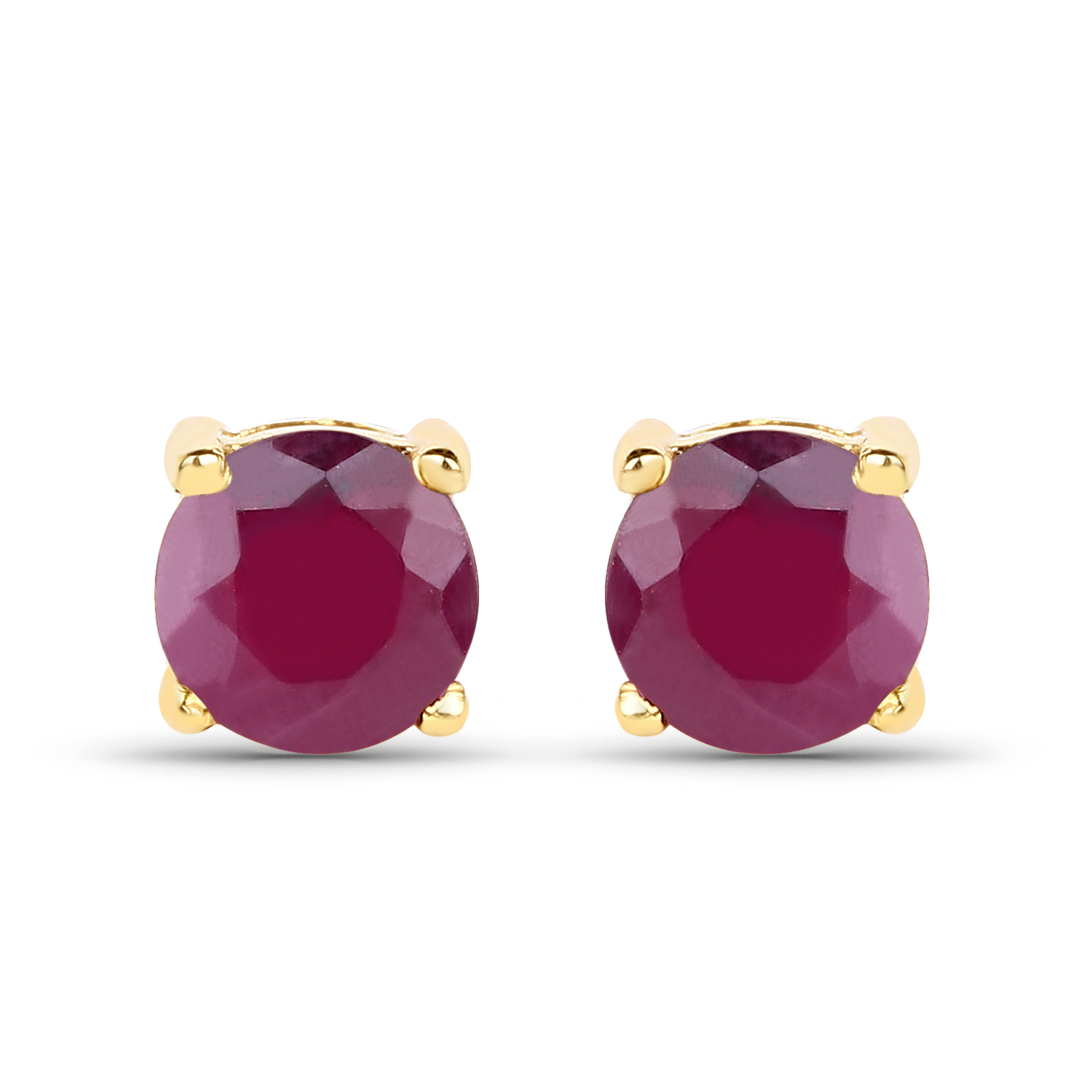 0.60 Carat Genuine Ruby 10K Yellow Gold Earrings