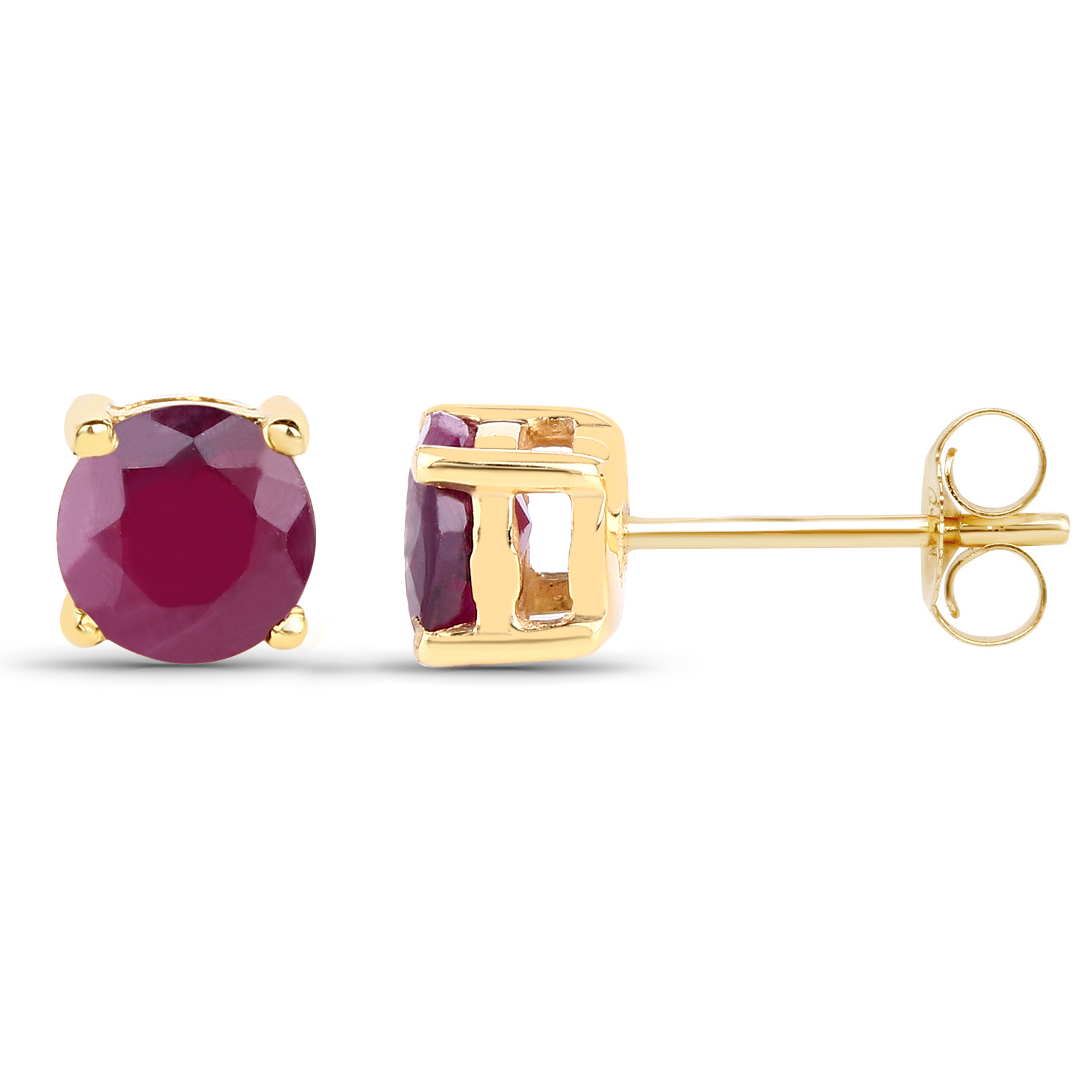 0.60 Carat Genuine Ruby 10K Yellow Gold Earrings