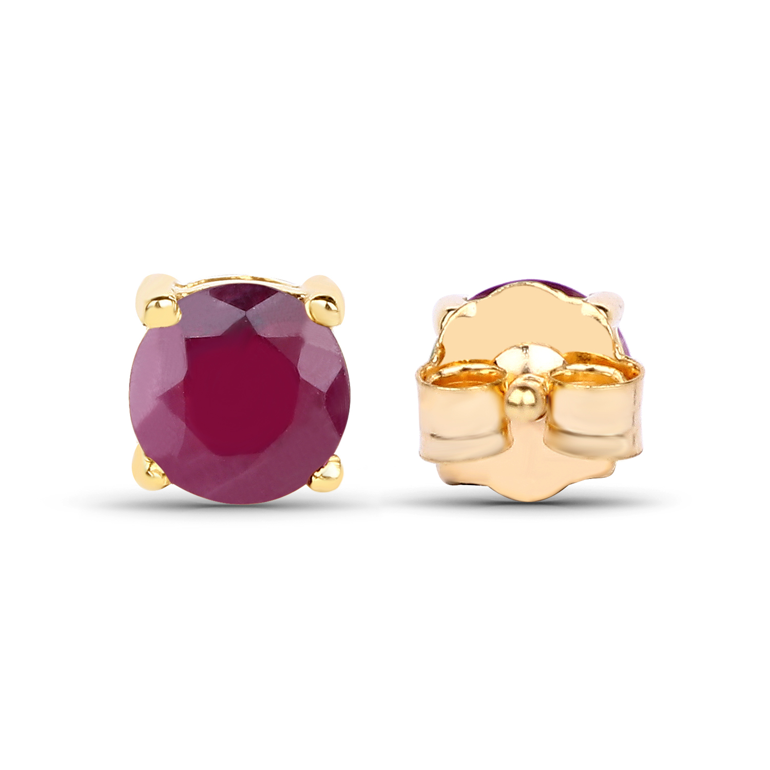 0.60 Carat Genuine Ruby 10K Yellow Gold Earrings