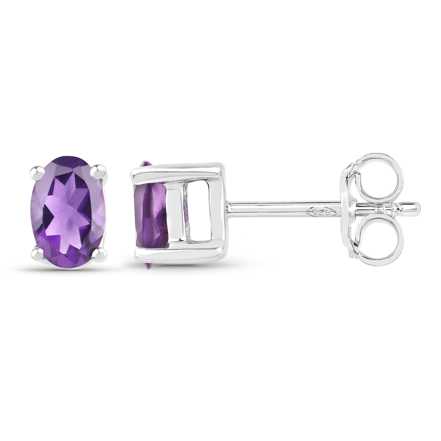 0.85 Carat Genuine Amethyst .925 Sterling Silver Earrings