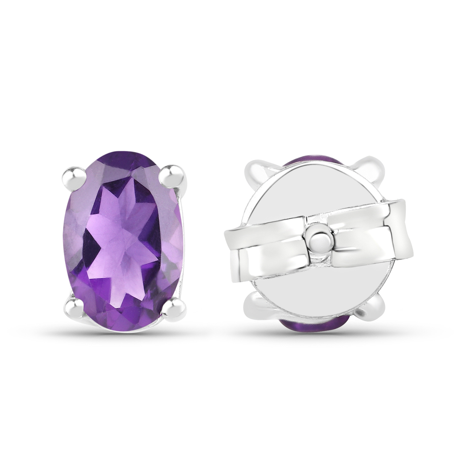 0.85 Carat Genuine Amethyst .925 Sterling Silver Earrings
